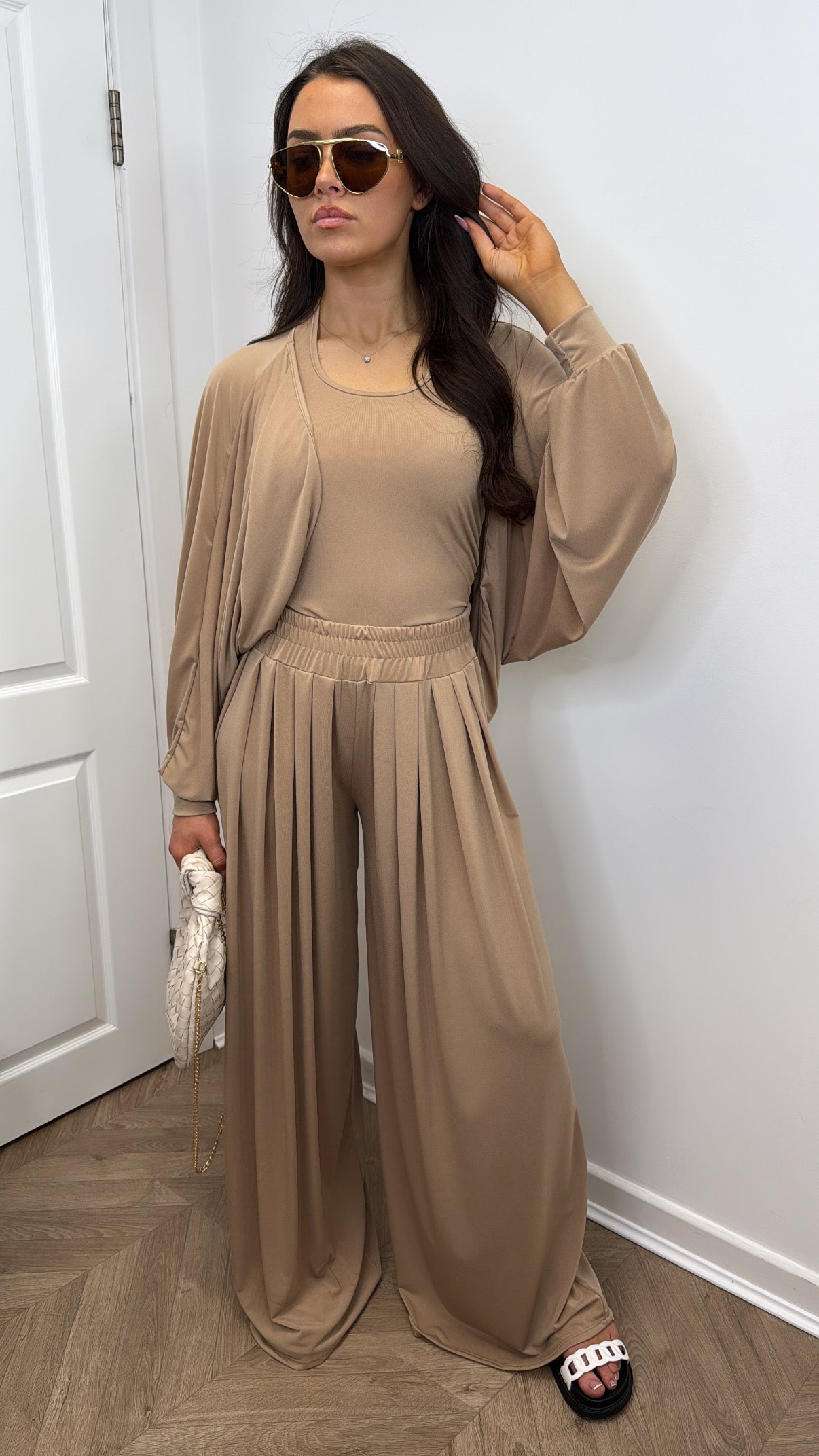 ANGELINE taupe three piece co-ord