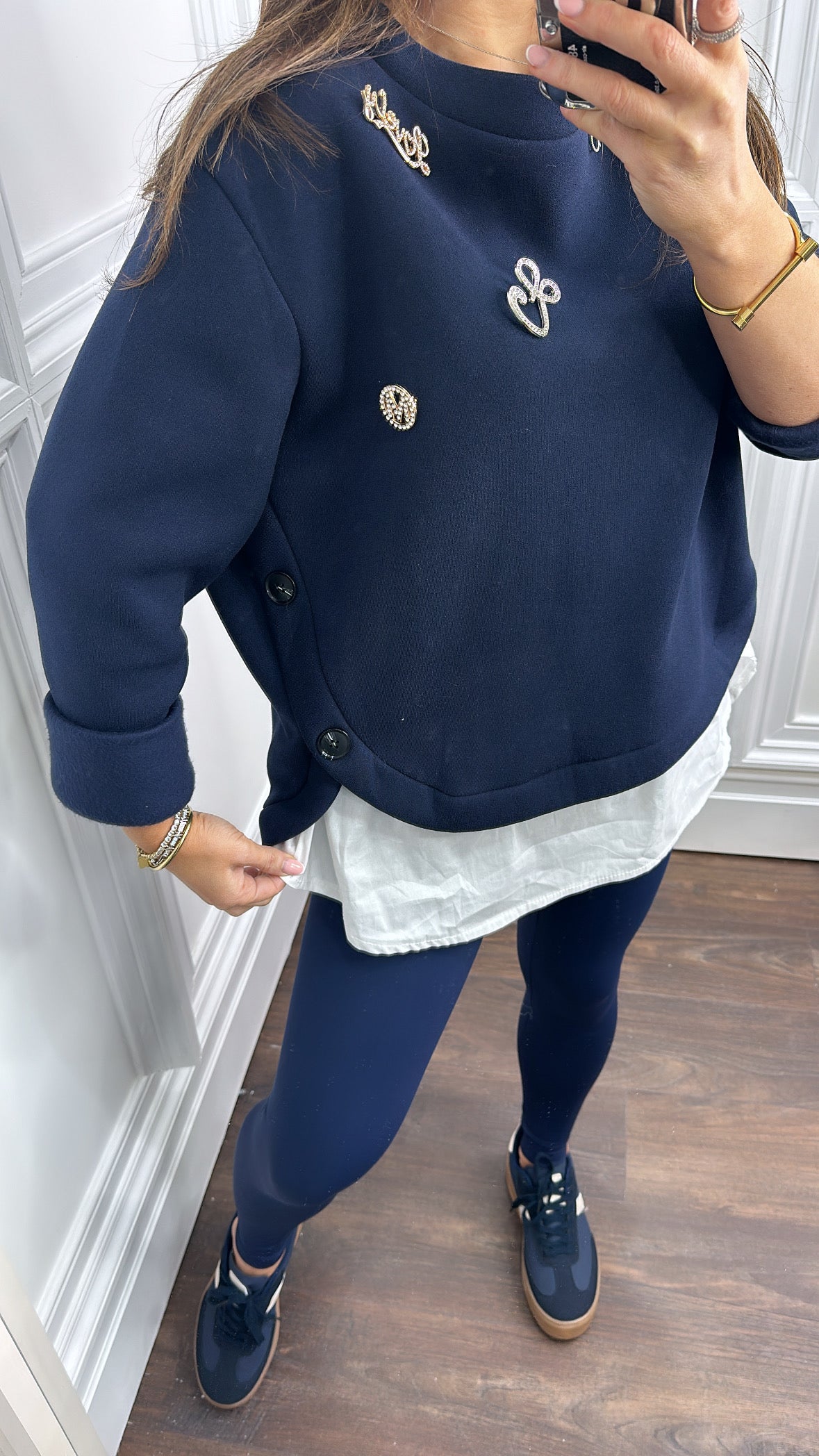 IZZY navy embellished sweatshirt