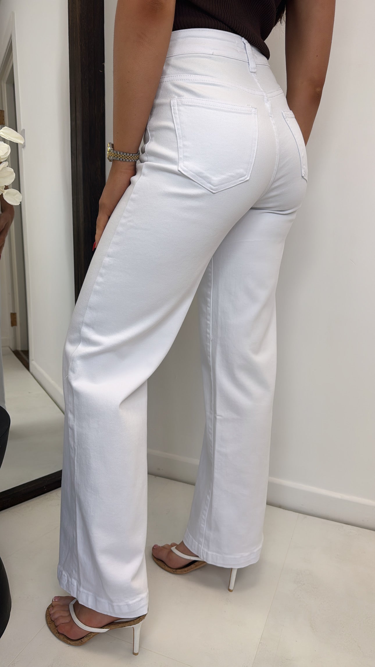 LEXI white stretchy dad jeans