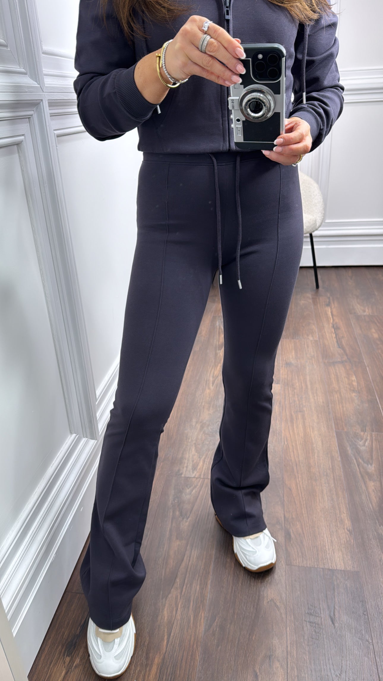 STELLA slate grey cropped tracksuit with flared pants