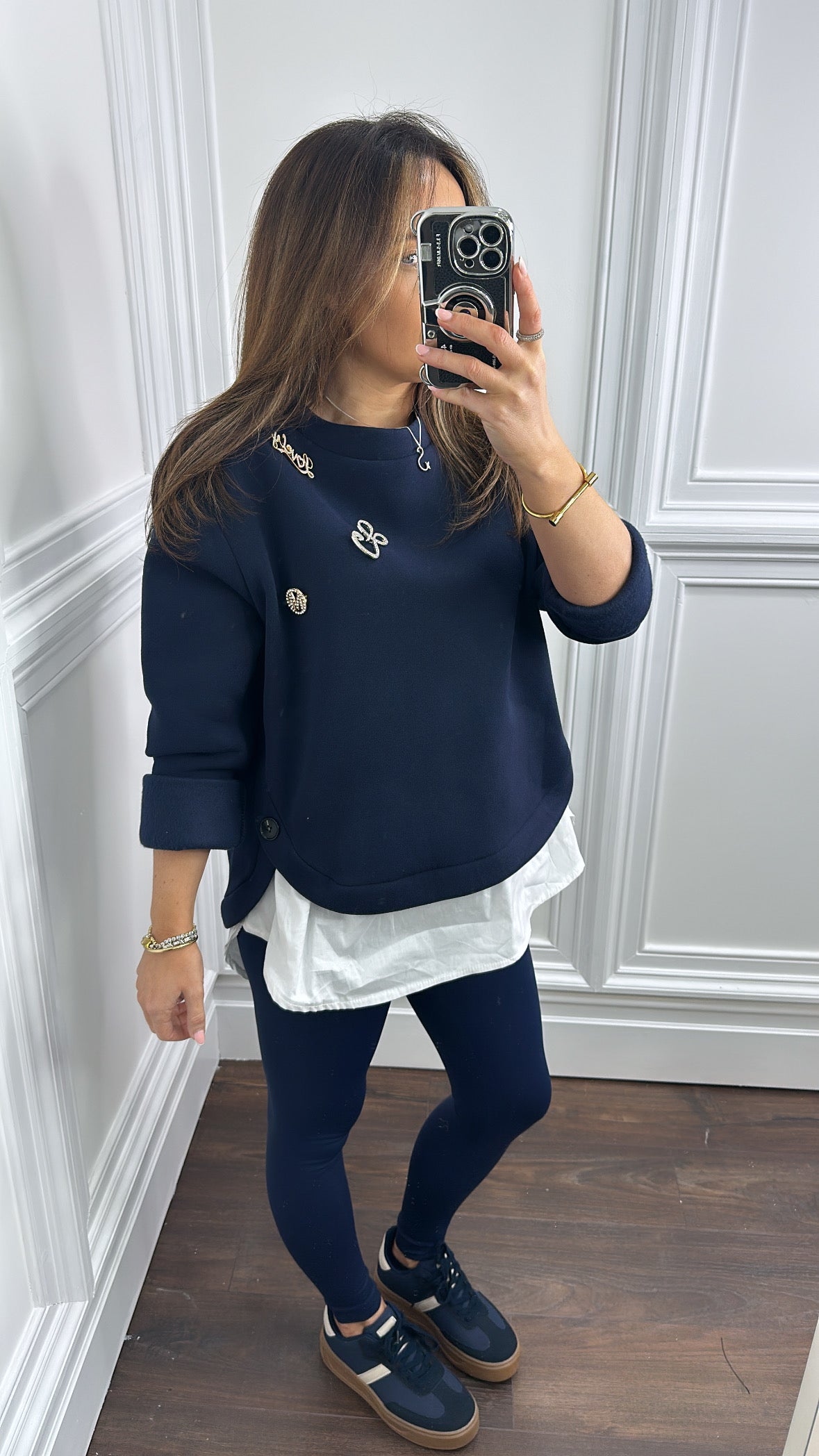 IZZY navy embellished sweatshirt