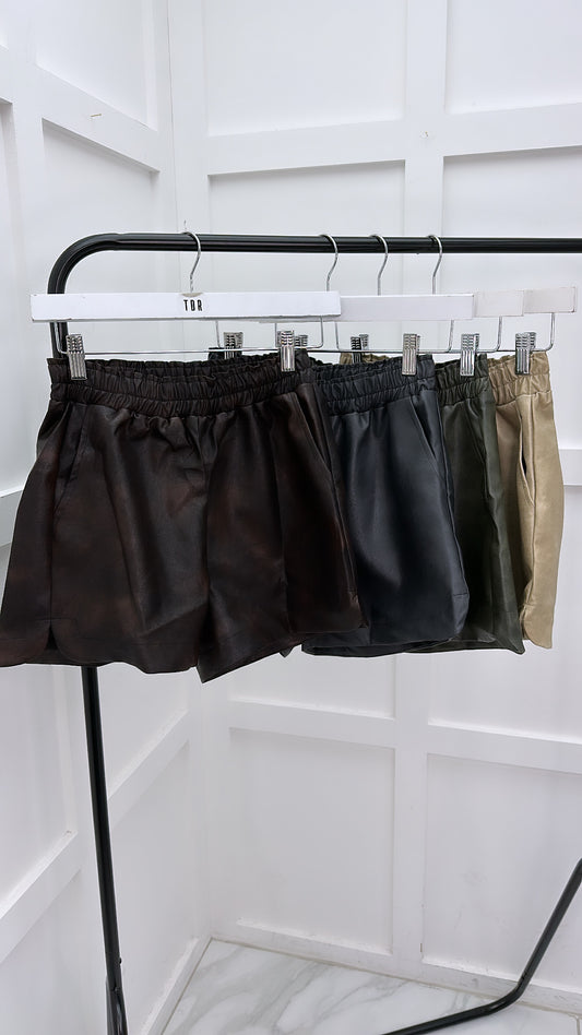 LYLA brown faux leather vintage effect boxer shorts