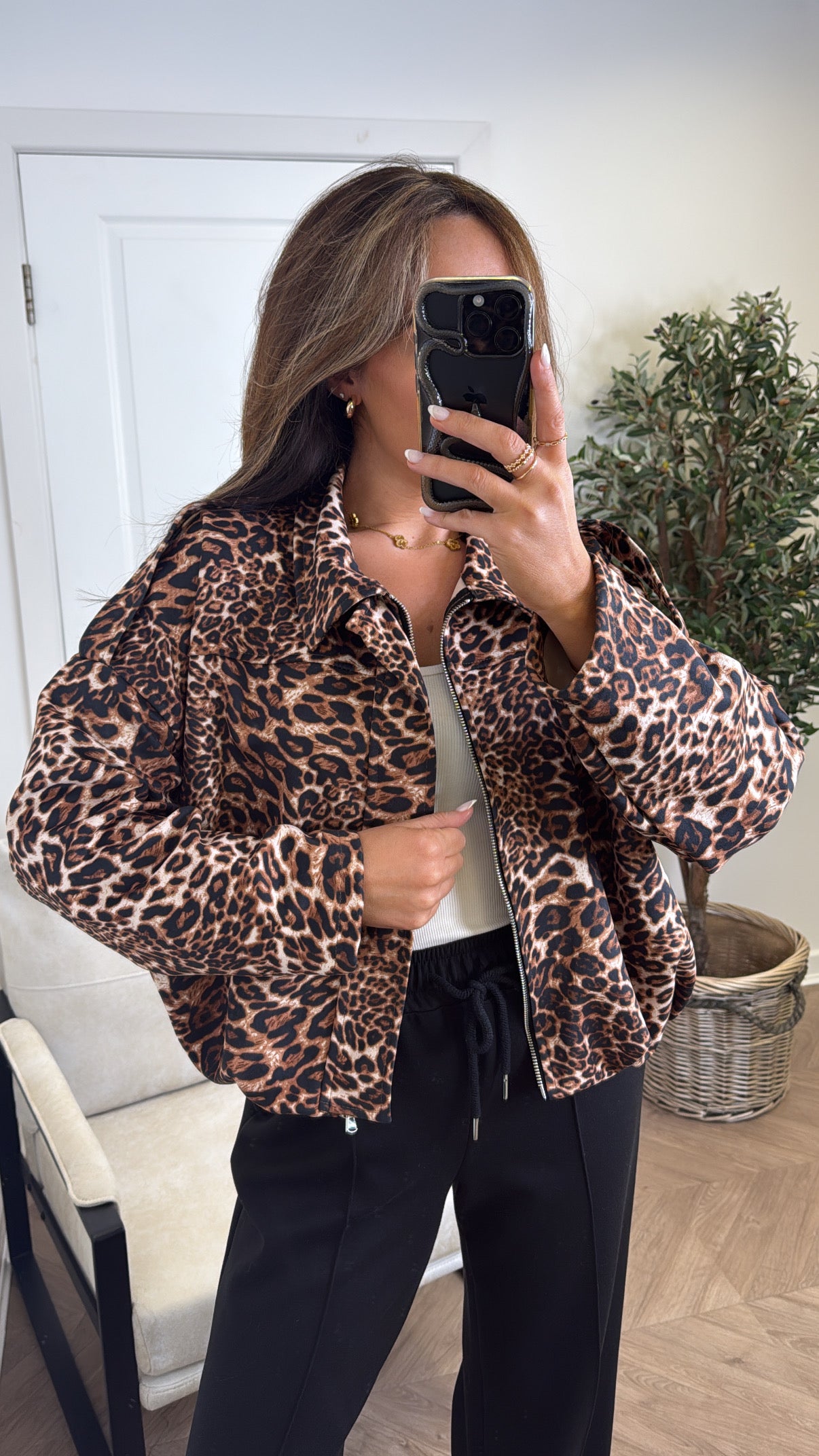 WINNIE leopard print faux suede jacket