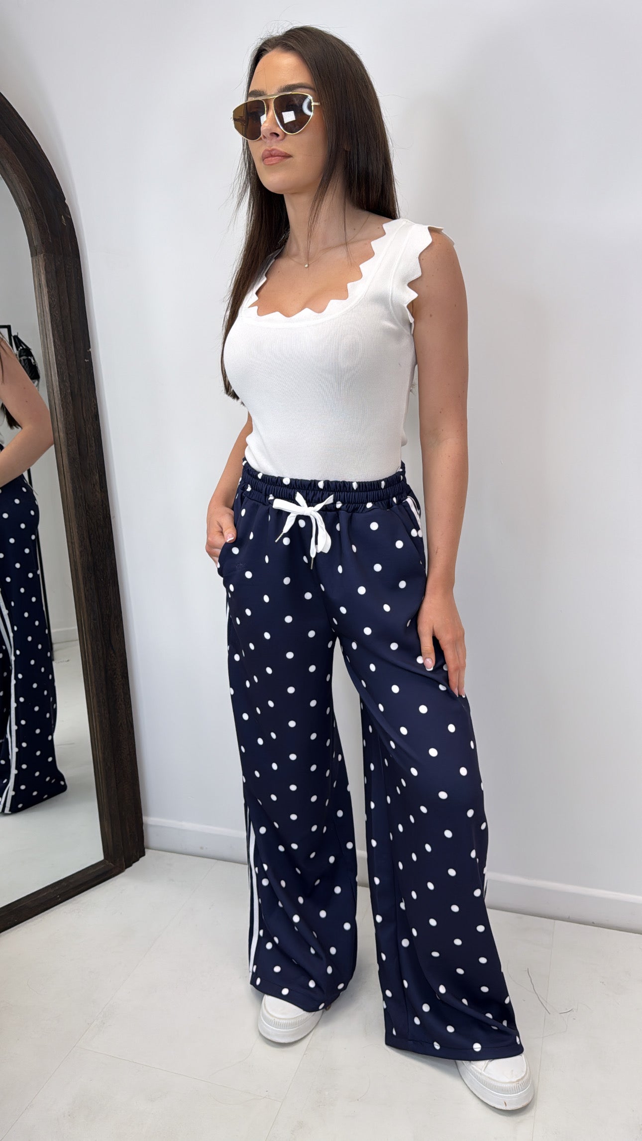 JESSICA navy polka dot joggers