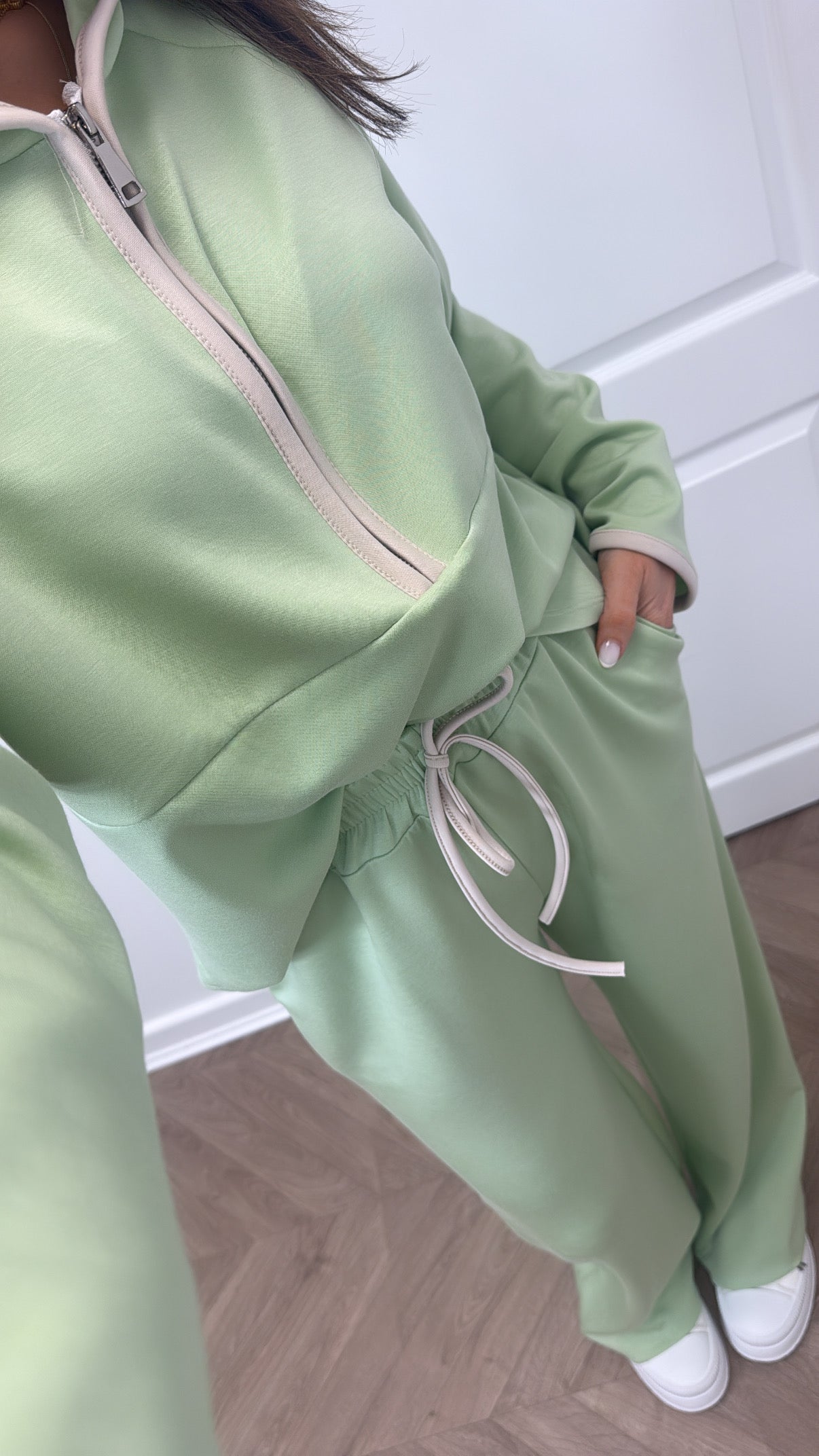 LIBERTY mint green half zip hoody and trousers lounge set