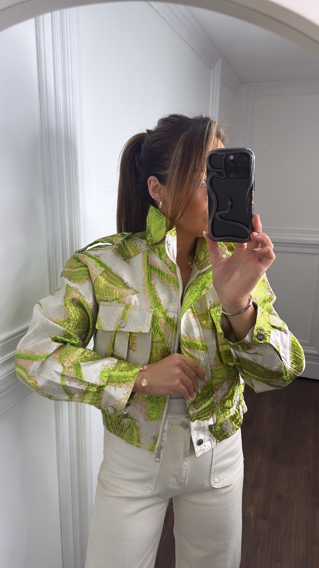 CHARLIZE lime green luxe bomber jacket