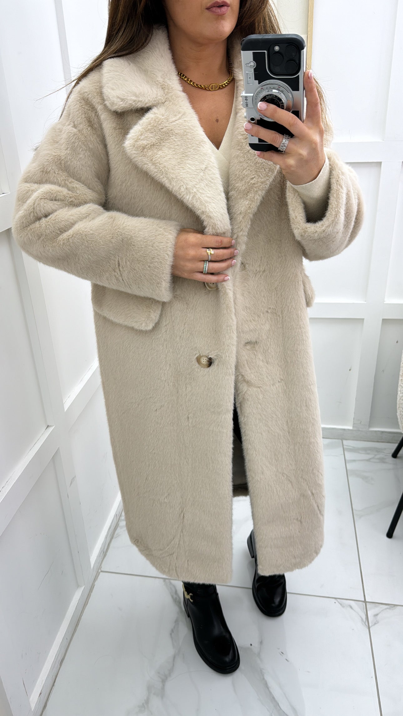 PAIGE beige super soft faux fur coat