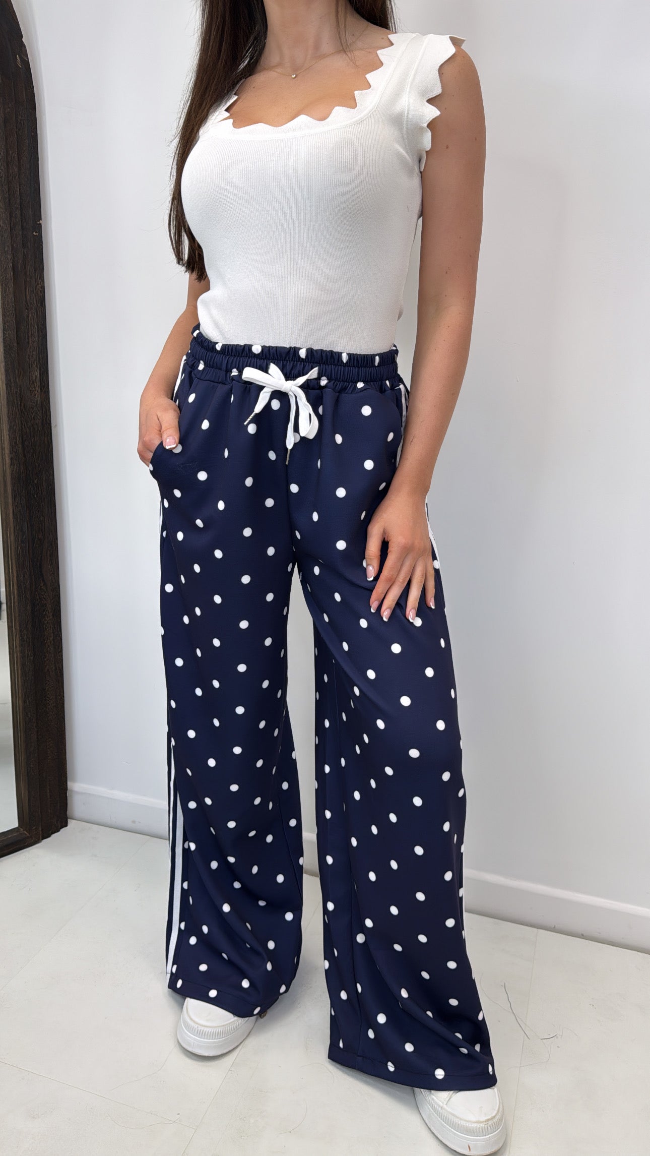 JESSICA navy polka dot joggers
