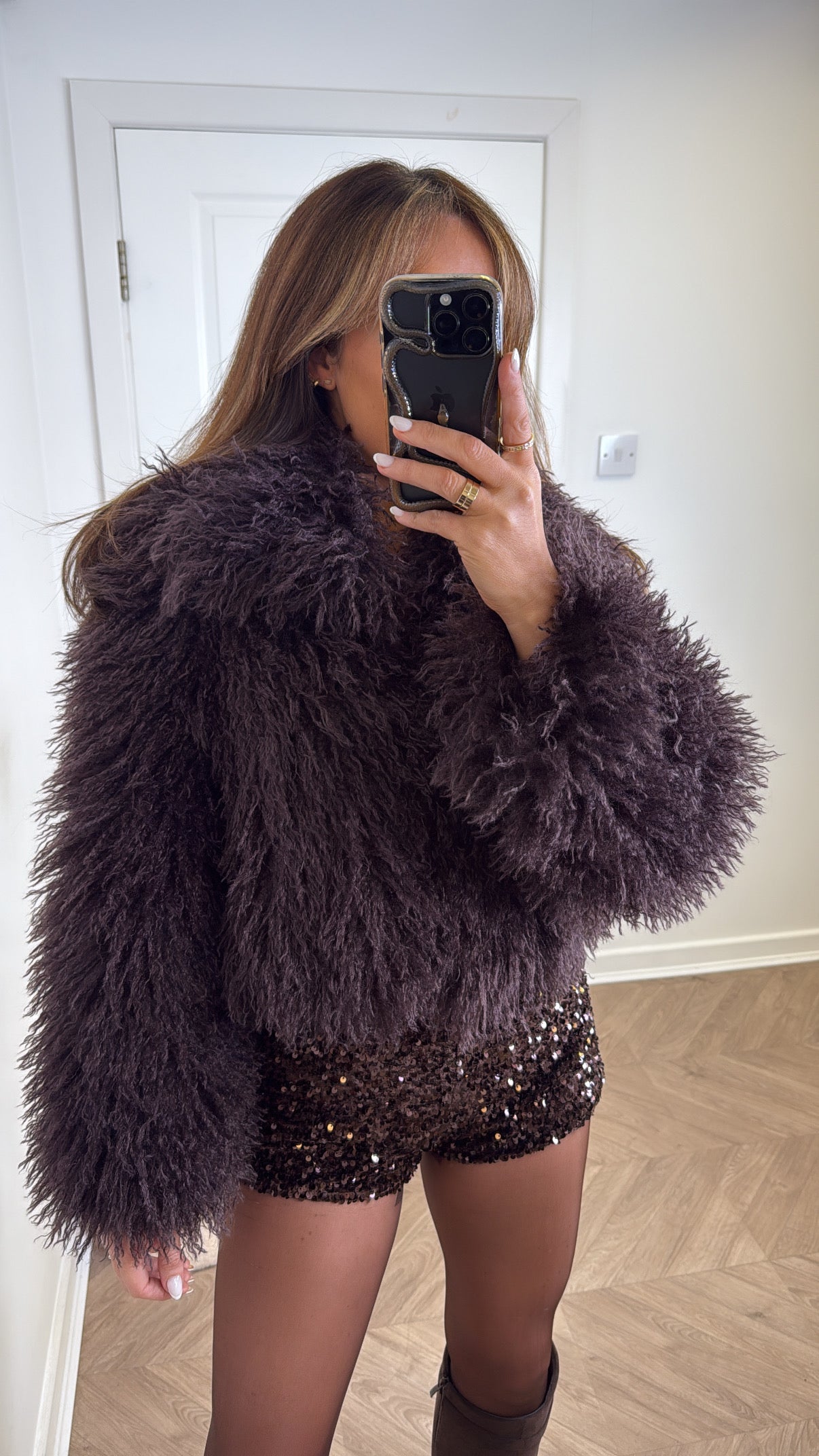 FAYE brown faux fur jacket
