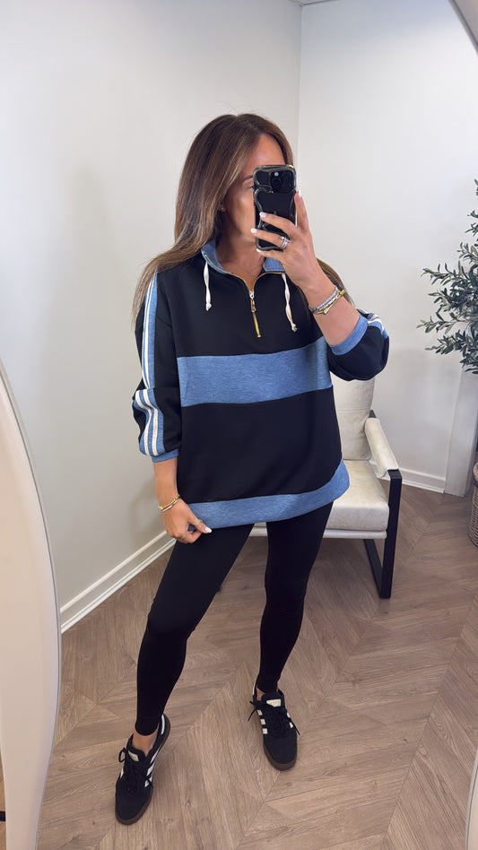 JESSIE black contrast sweatshirt