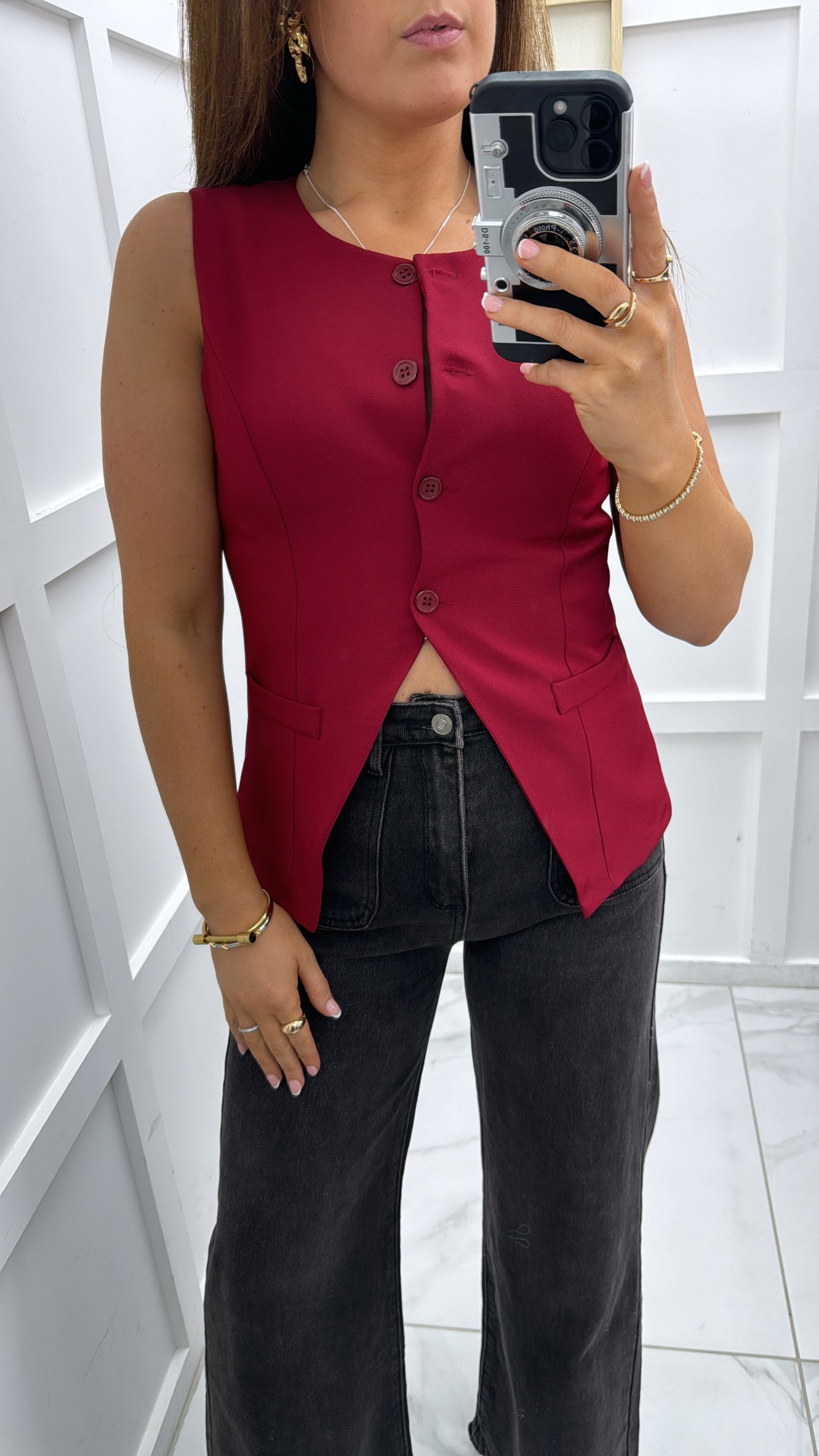 KAYLA burgundy tailored waist coat