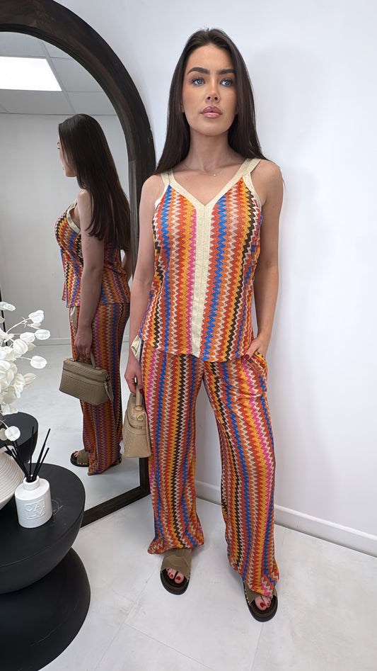 ZARA orange zig zag co-ord