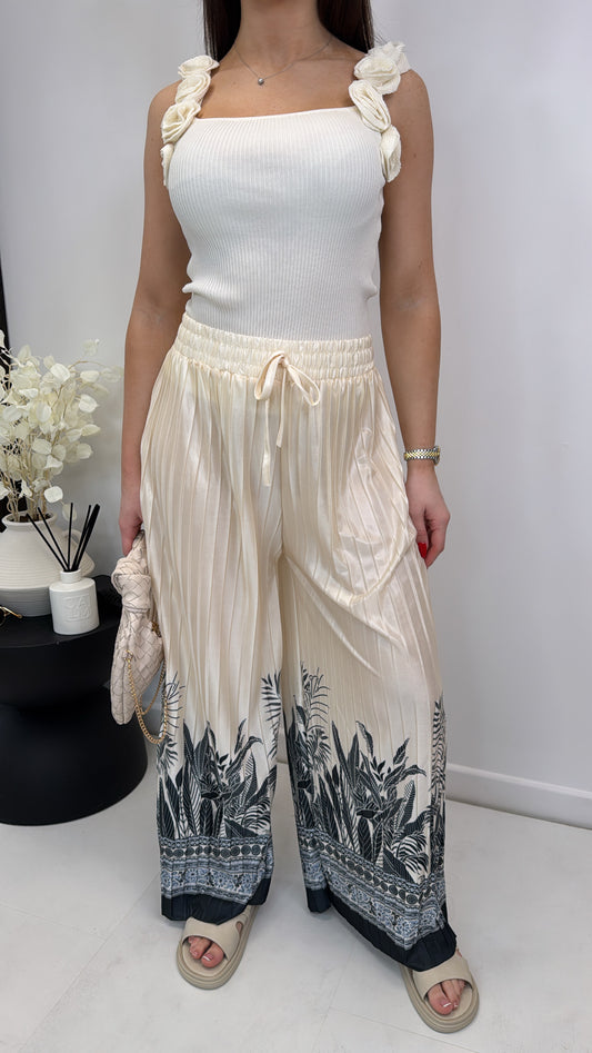 LIA black and cream palazzo trousers