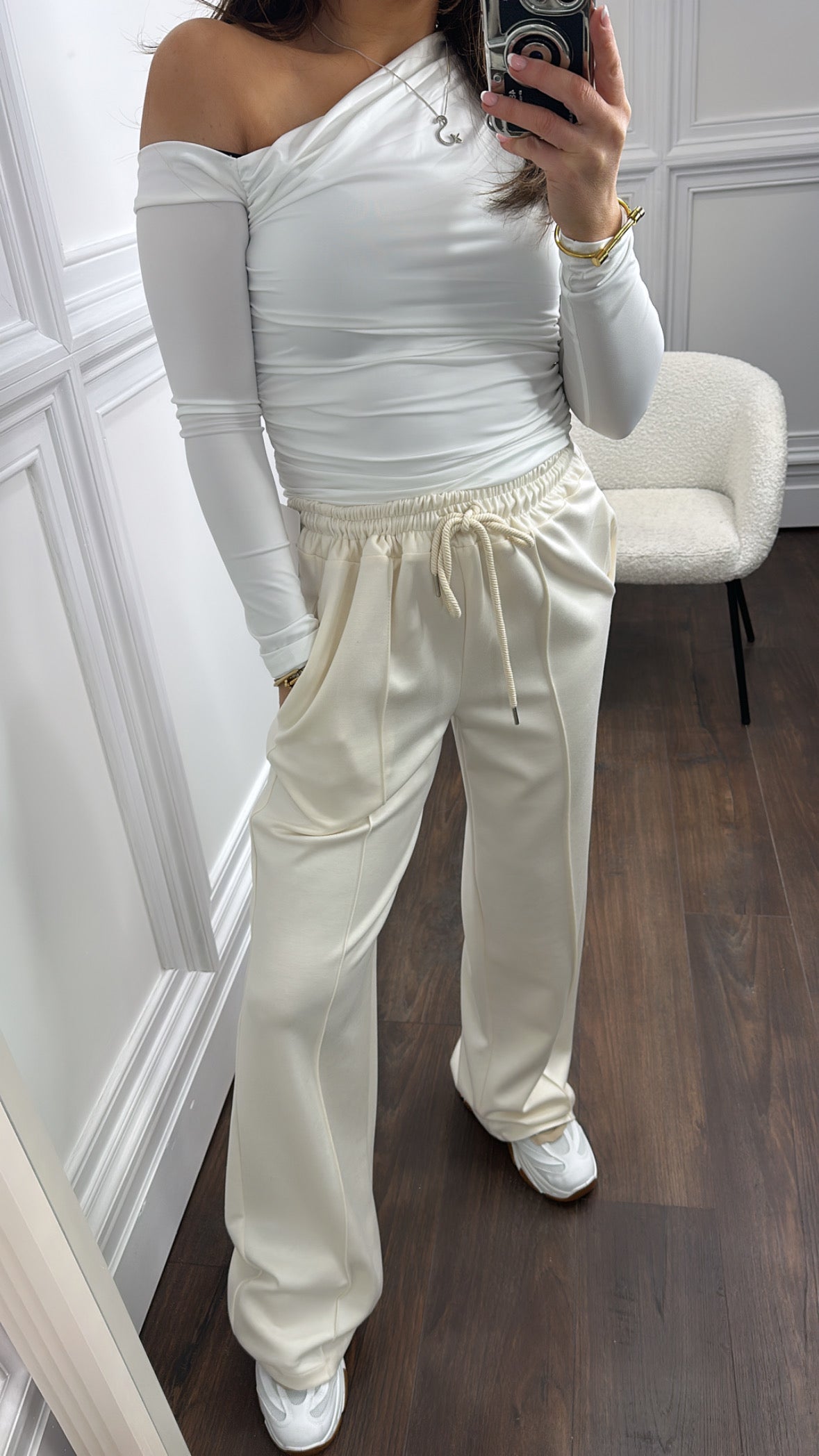 KYLIE cream super soft jogger with exposed seam detail