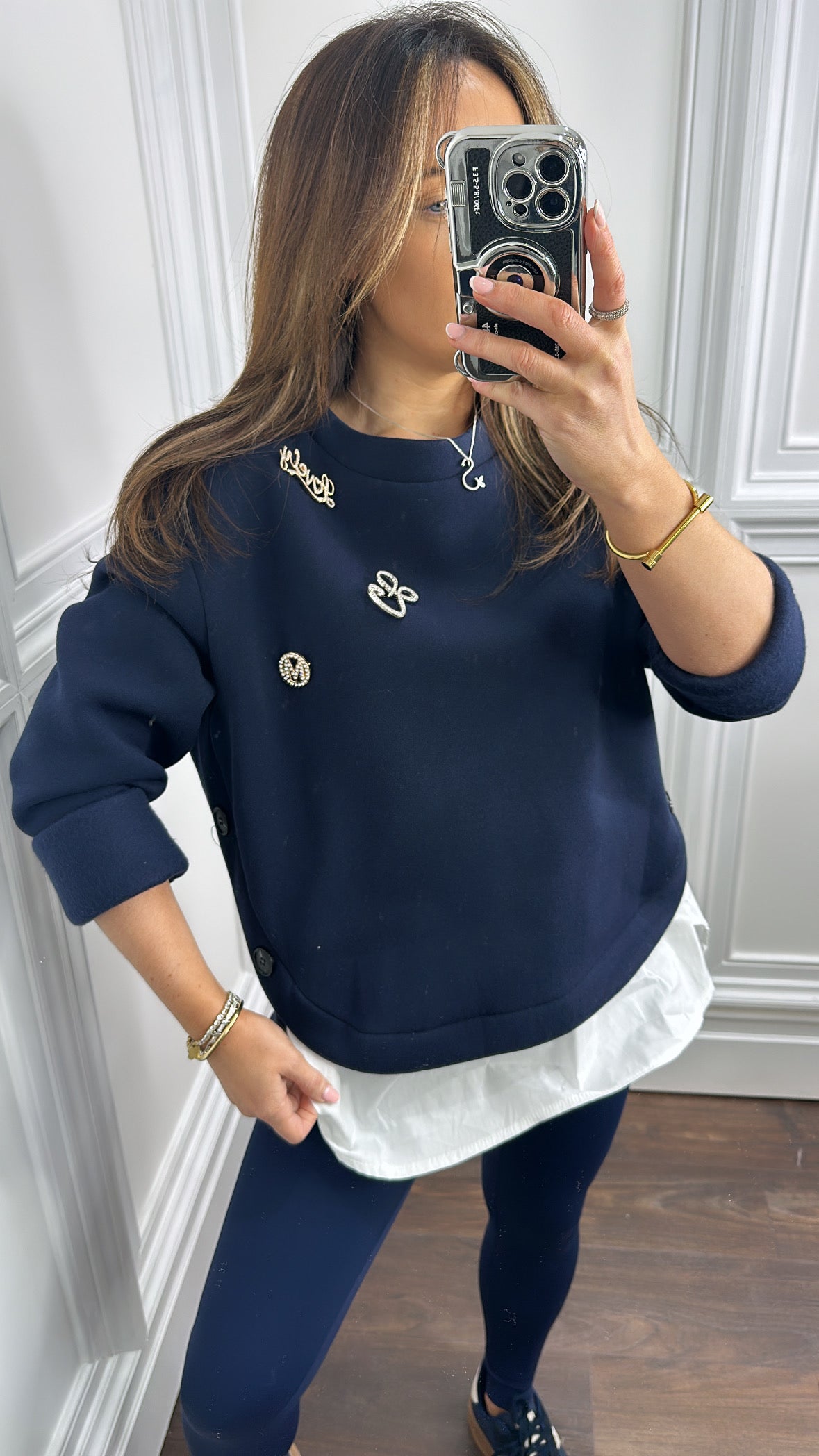 IZZY navy embellished sweatshirt