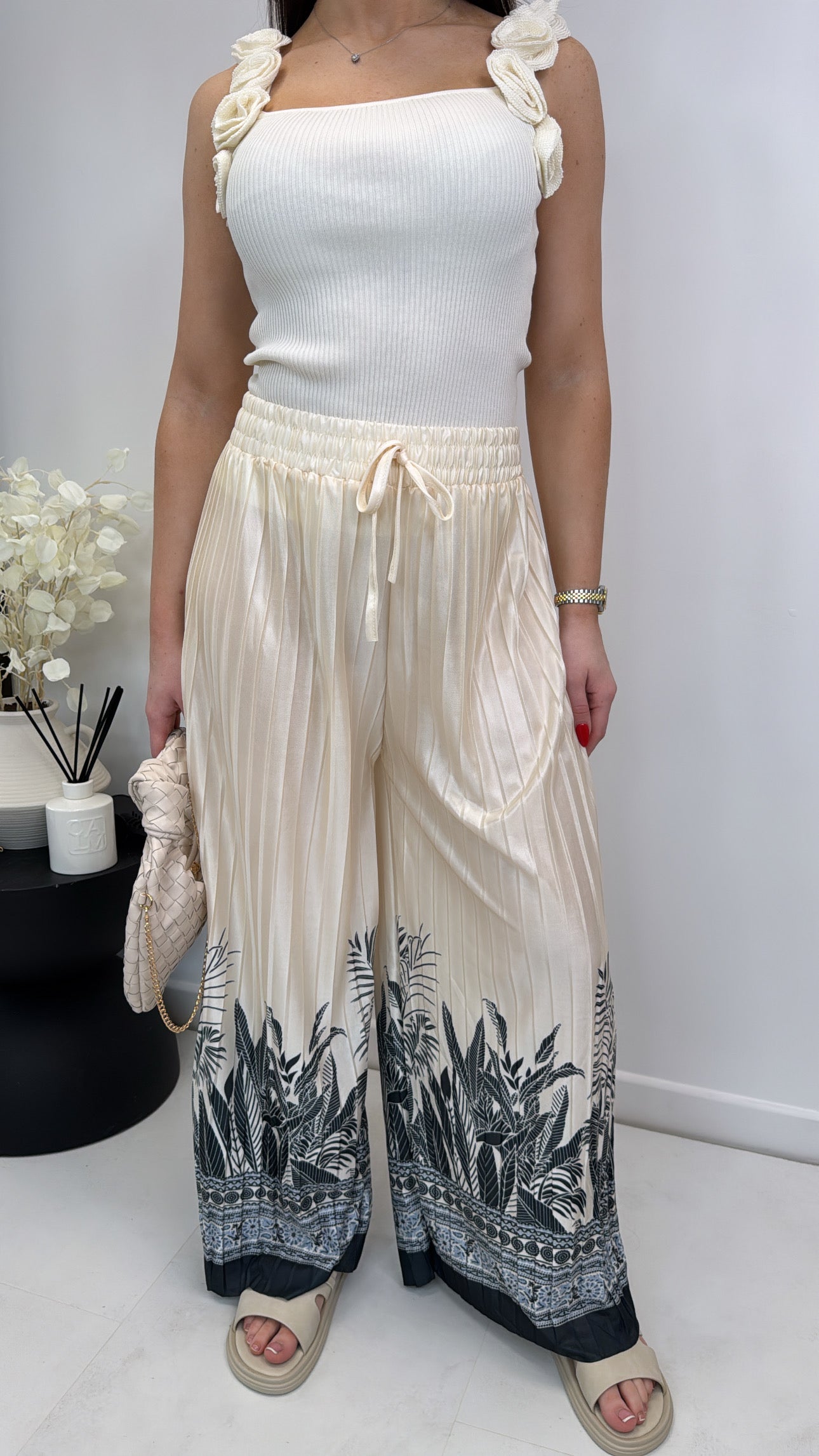 LIA black and cream palazzo trousers