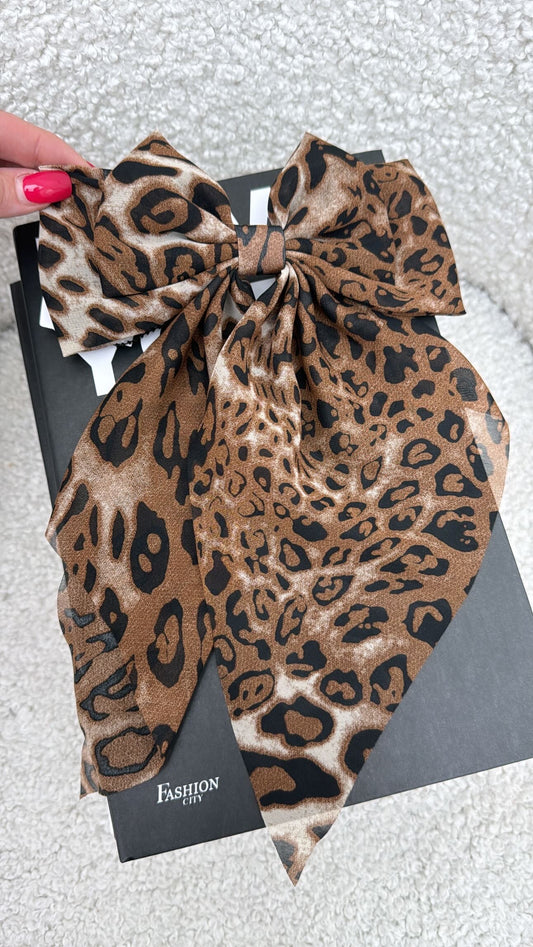 MIA dark brown leopard print bow hair clip