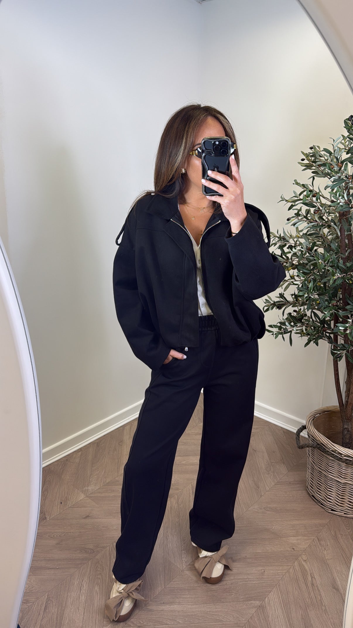 WINNIE black faux suede jacket