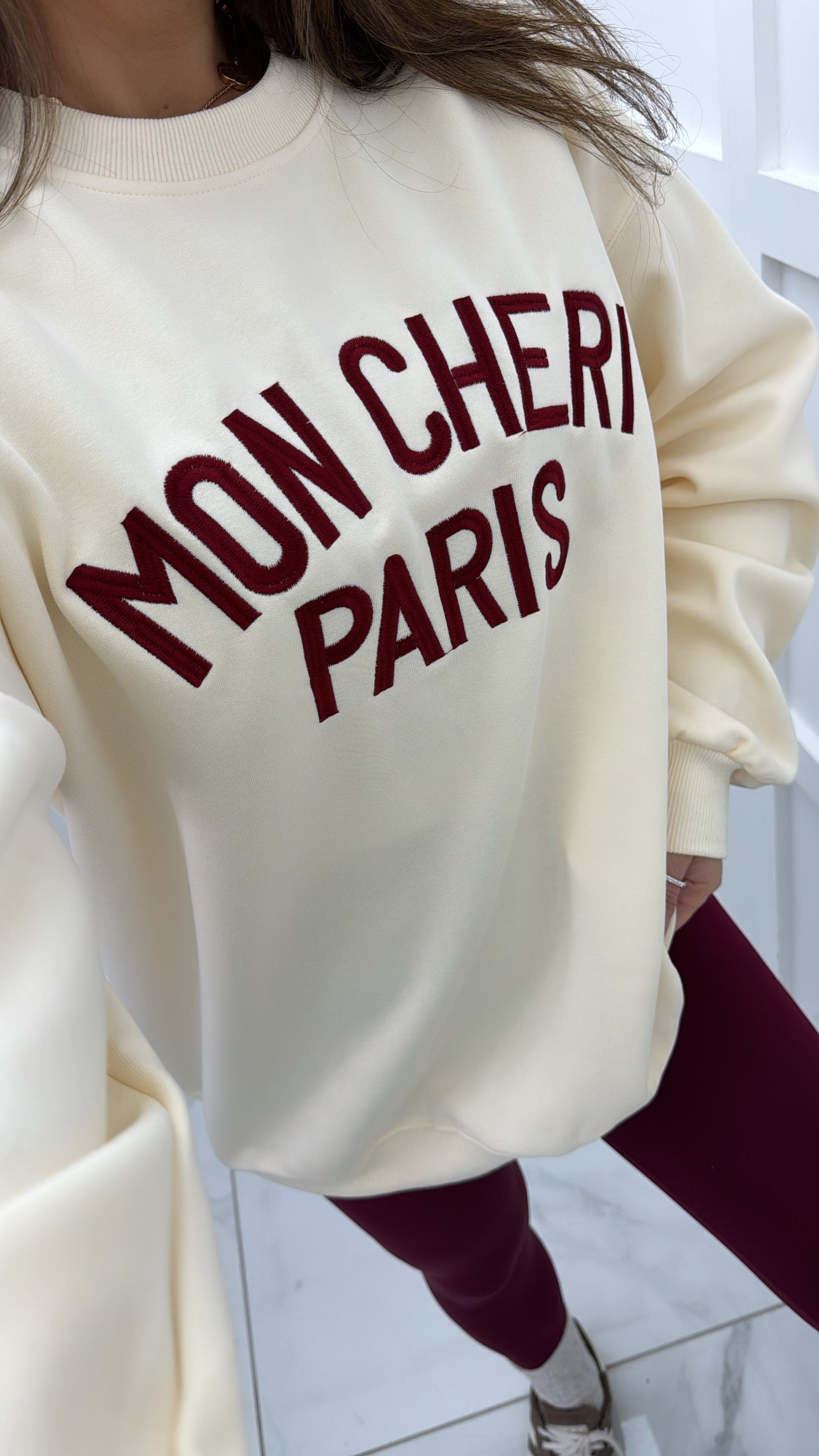 MON CHERI PARIS cream oversized sweatshirt