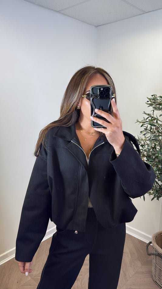 WINNIE black faux suede jacket