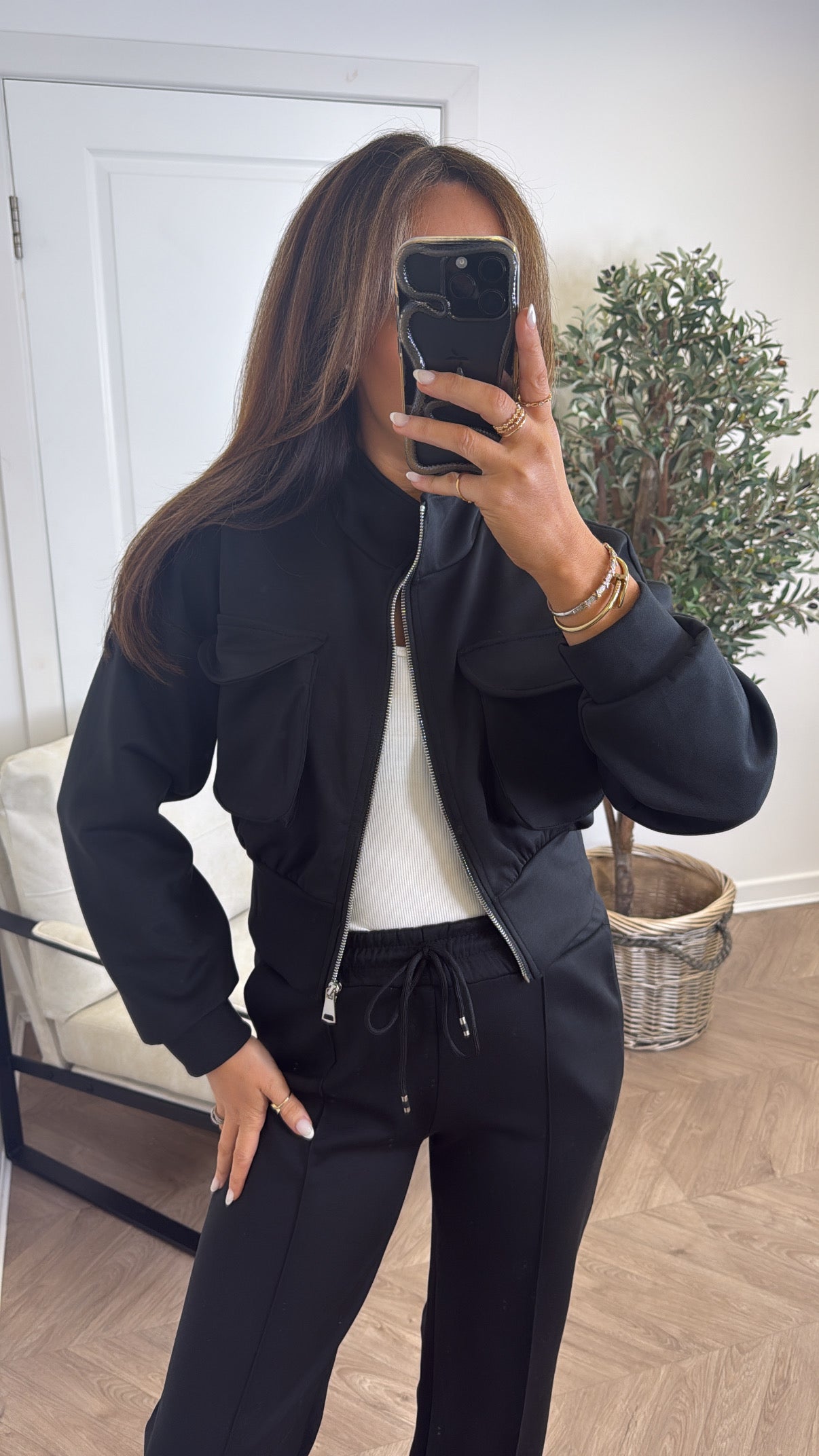 PAYTON black zip up jacket and joggers tracksuit