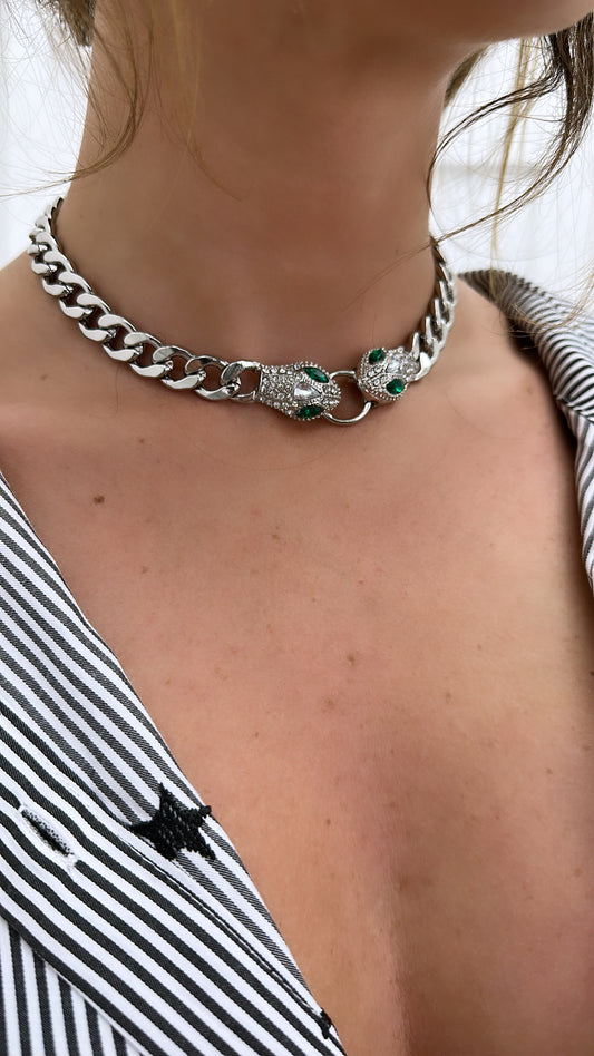 CHARLOTTE silver snake chain necklace