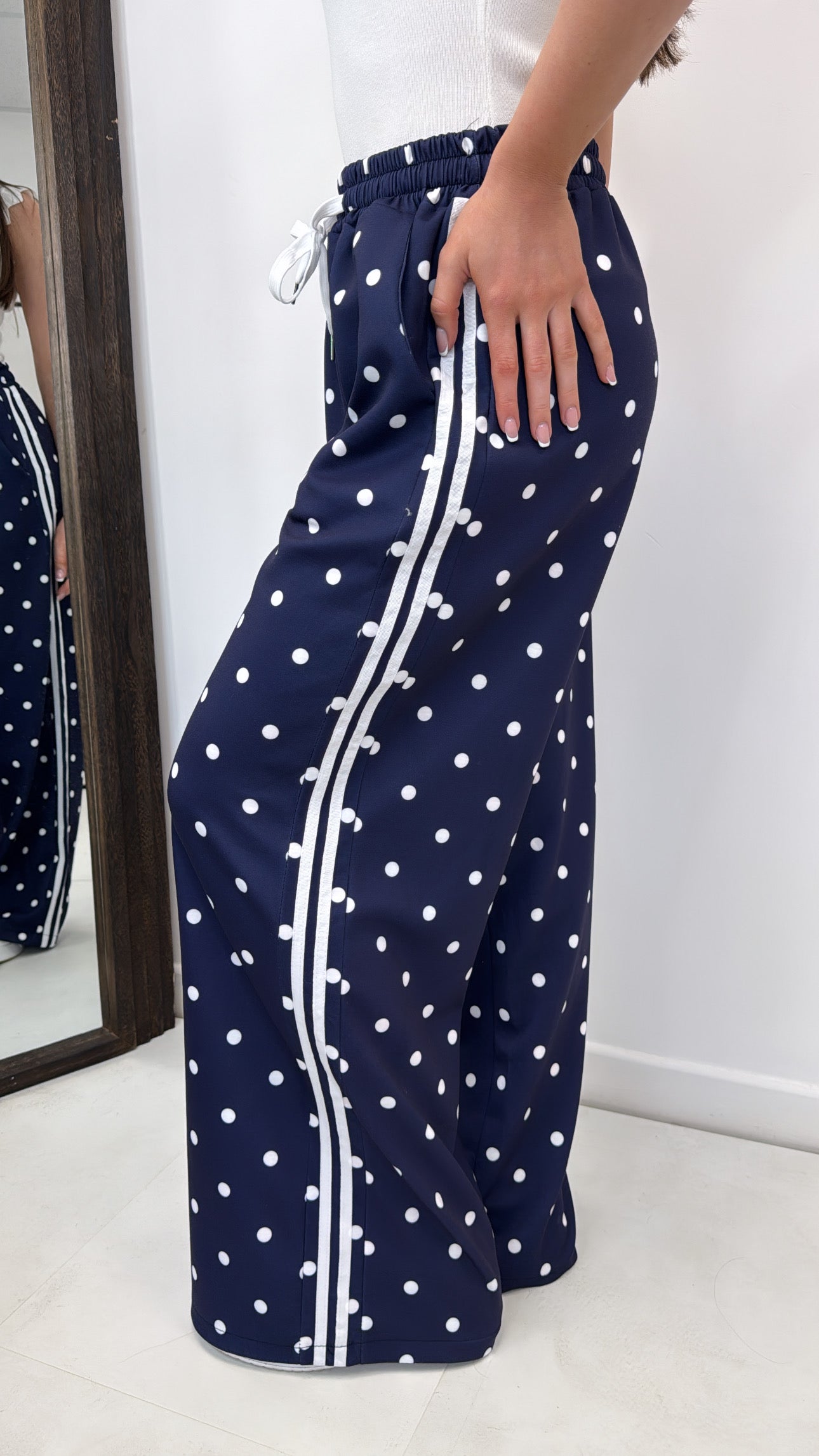 JESSICA navy polka dot joggers