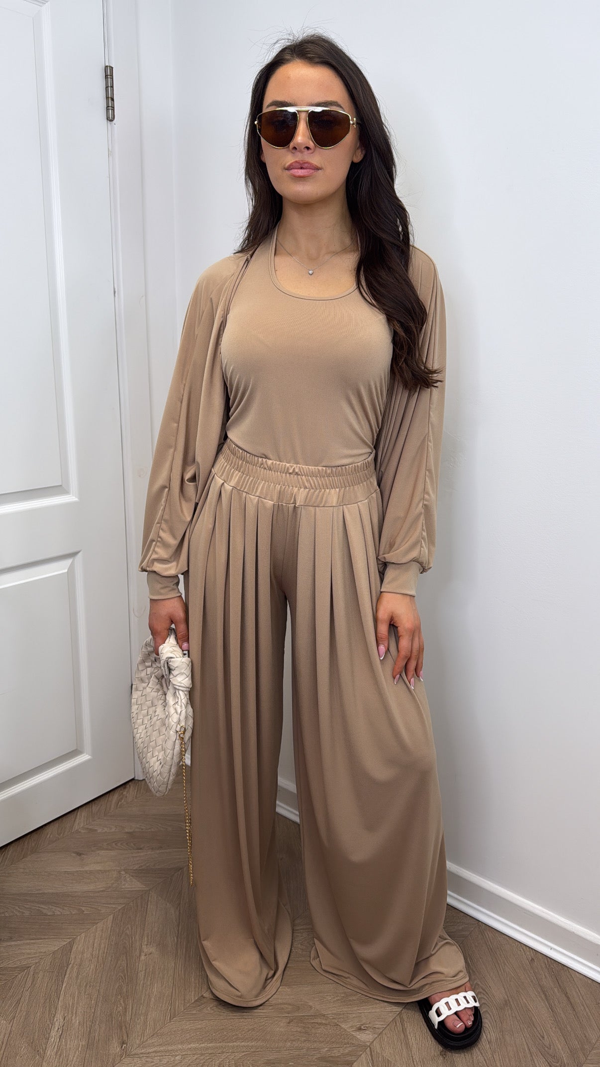 ANGELINE taupe three piece co-ord