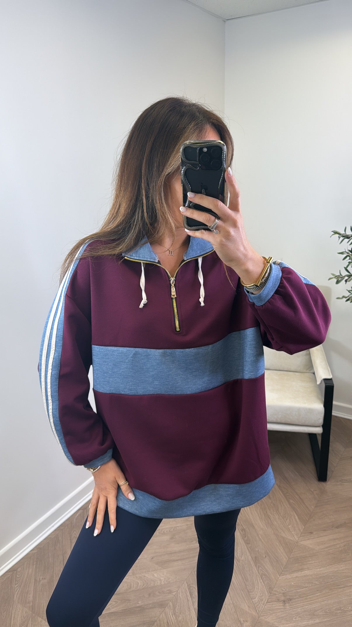 JESSIE burgundy contrast sweatshirt