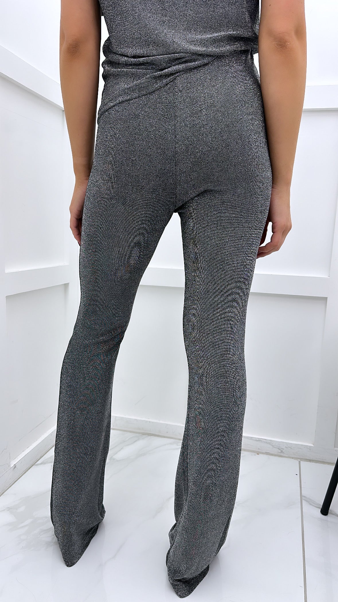 MYA silver glitter flares