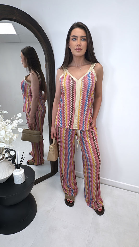ZARA pink zig zag co-ord