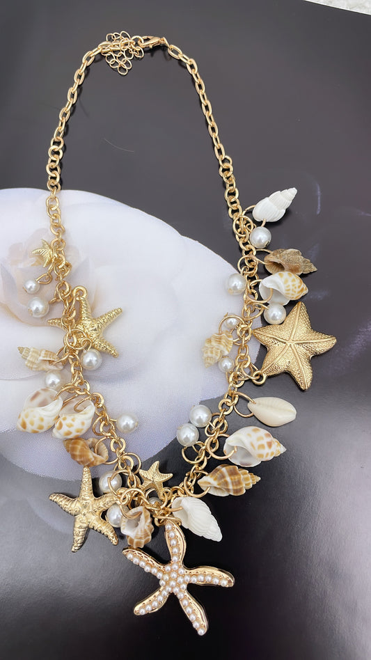 ALANA starfish and conch shell gold necklace