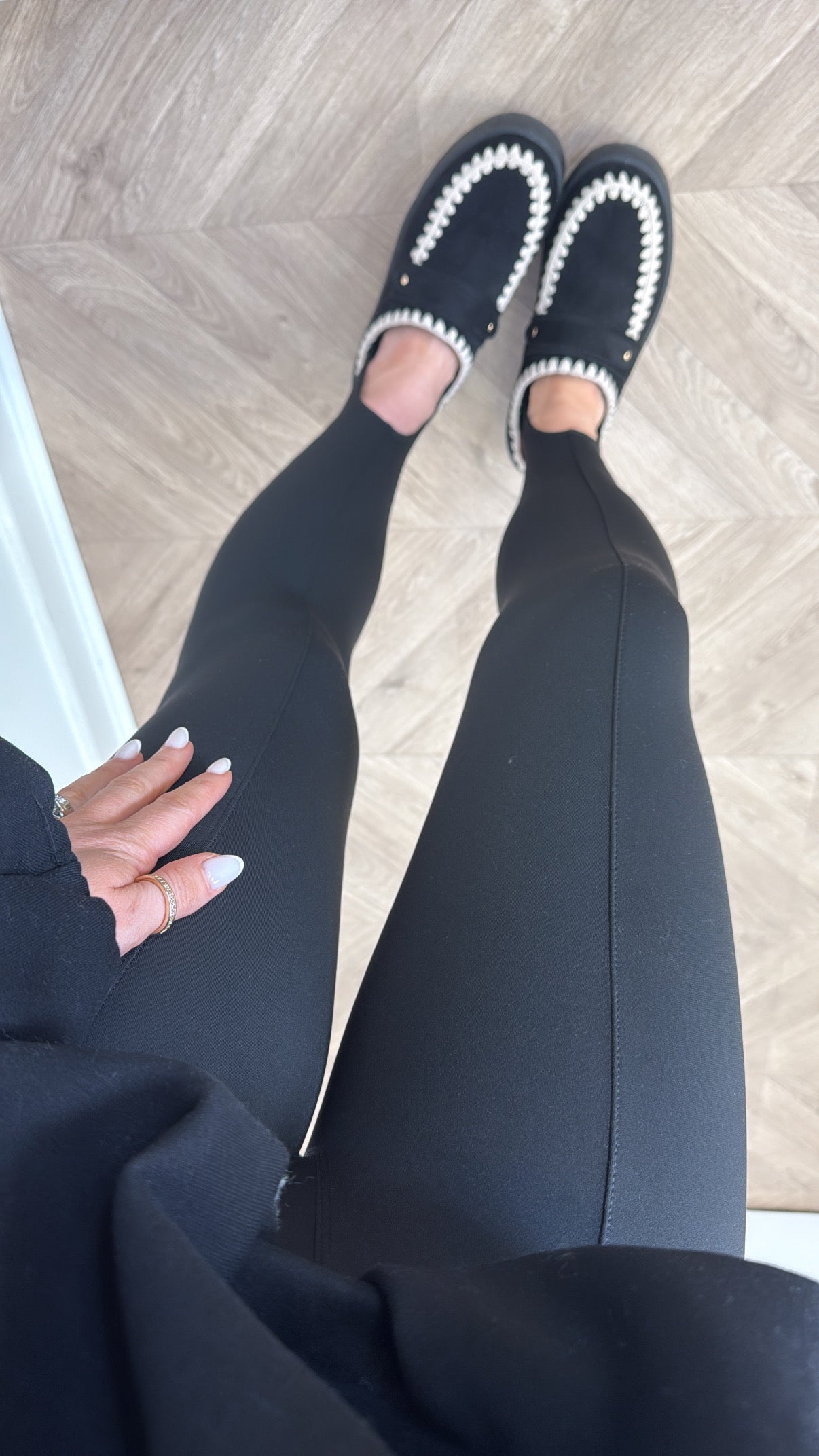 MYA black fleece lined stirrup leggings