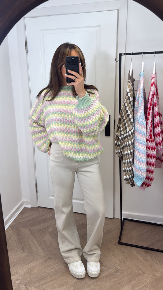 CLARA mint multi chunky knit jumper