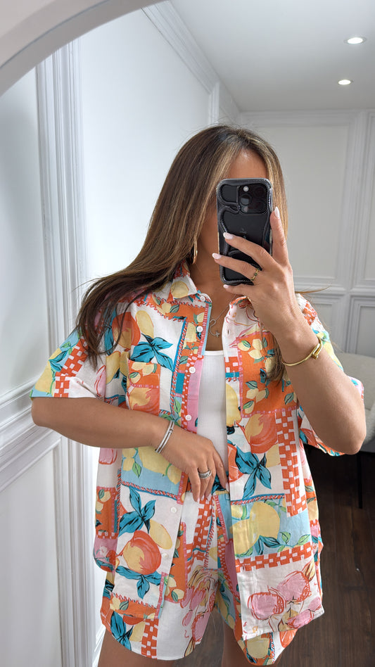 TROIPCAL FRUITS shirt and shorts co-ord