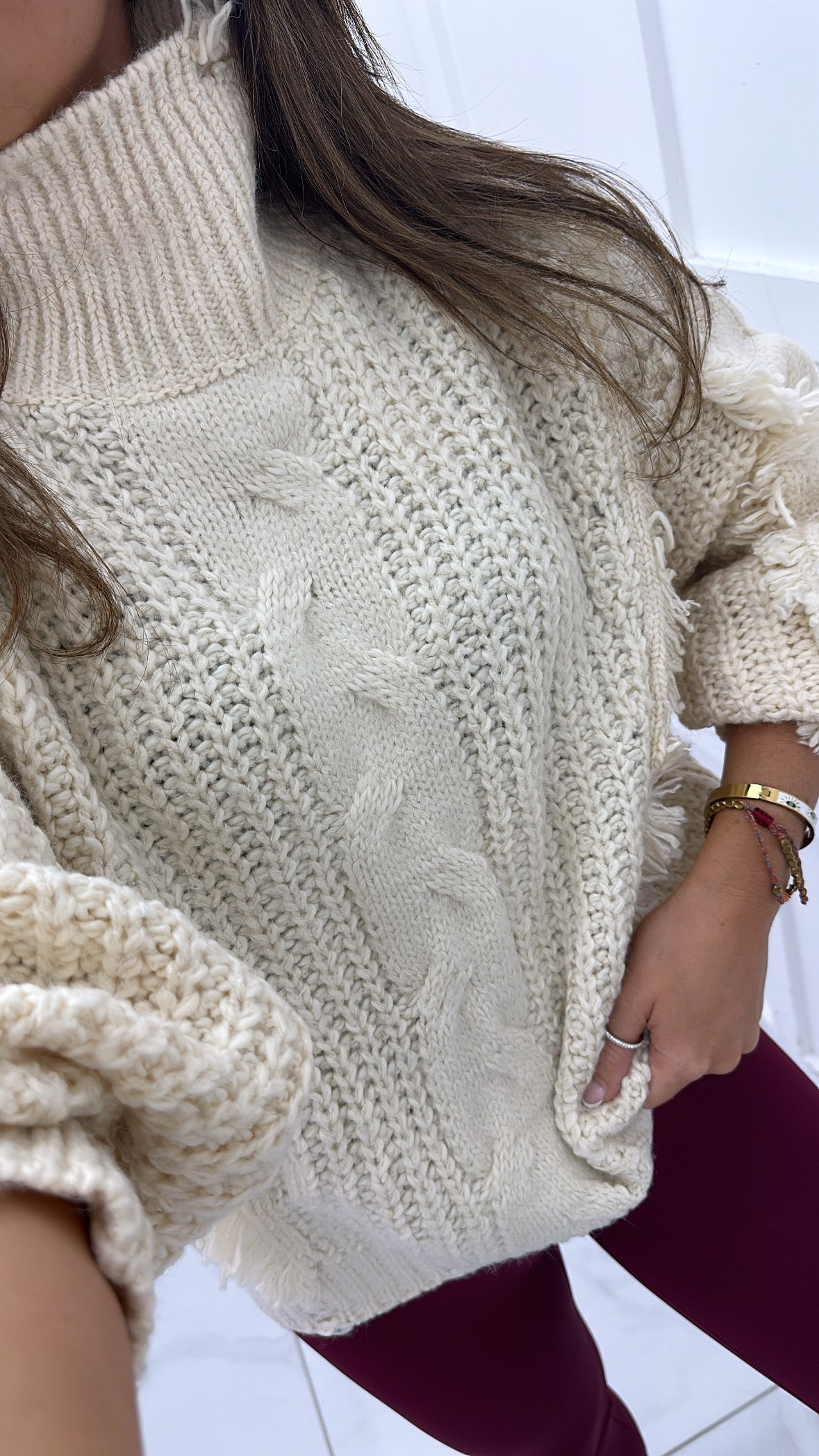 CALLIE cream cable knit jumper