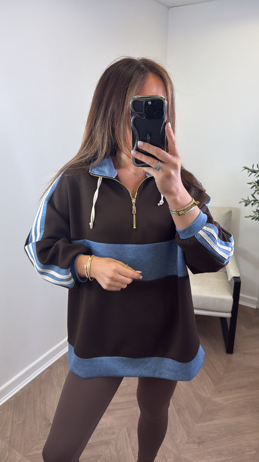 JESSIE brown contrast sweatshirt