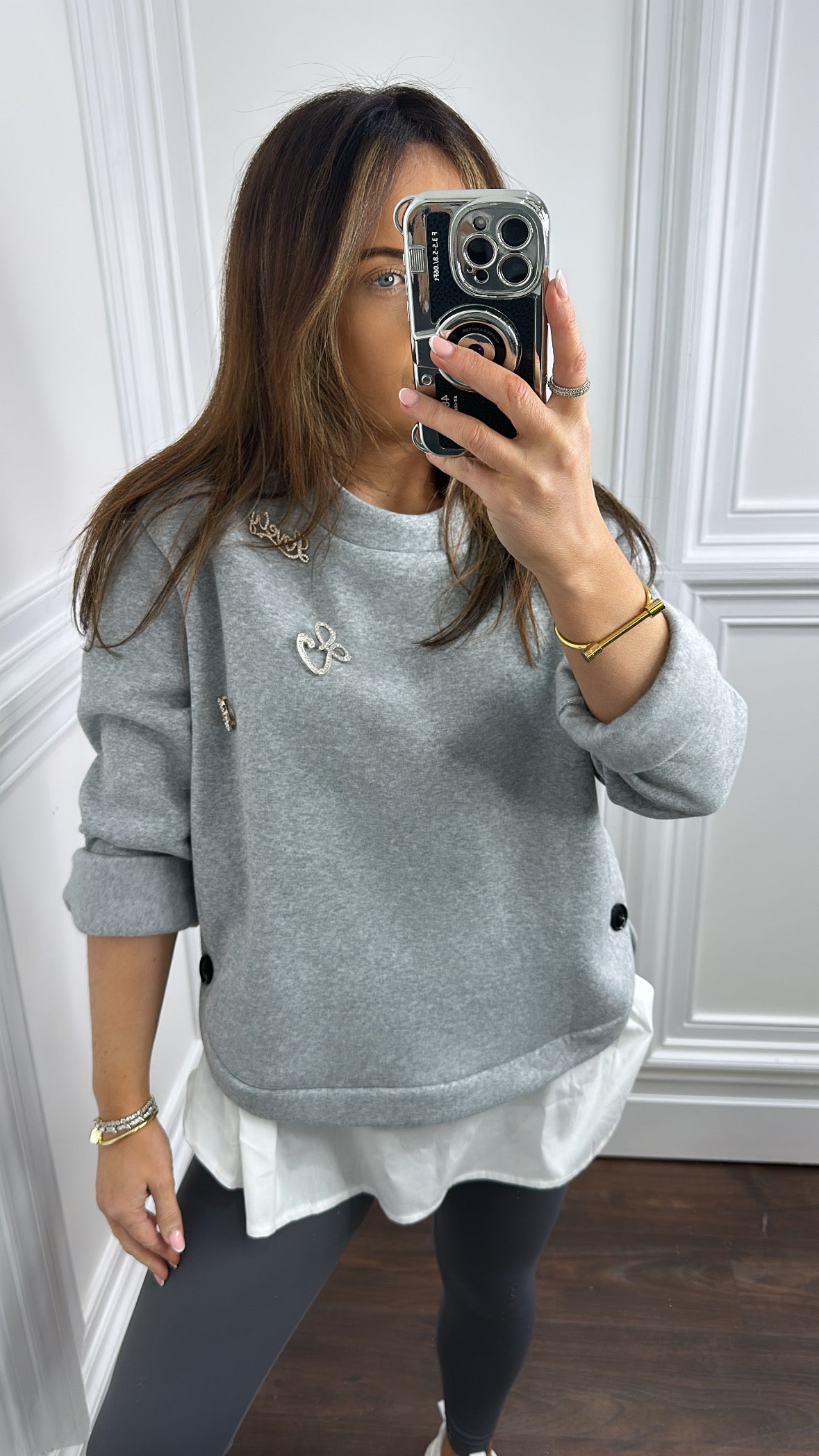 IZZY grey embellished sweatshirt