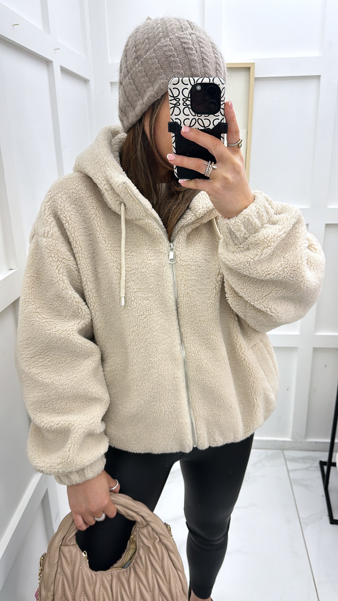 BETHANY beige soft teddy jacket