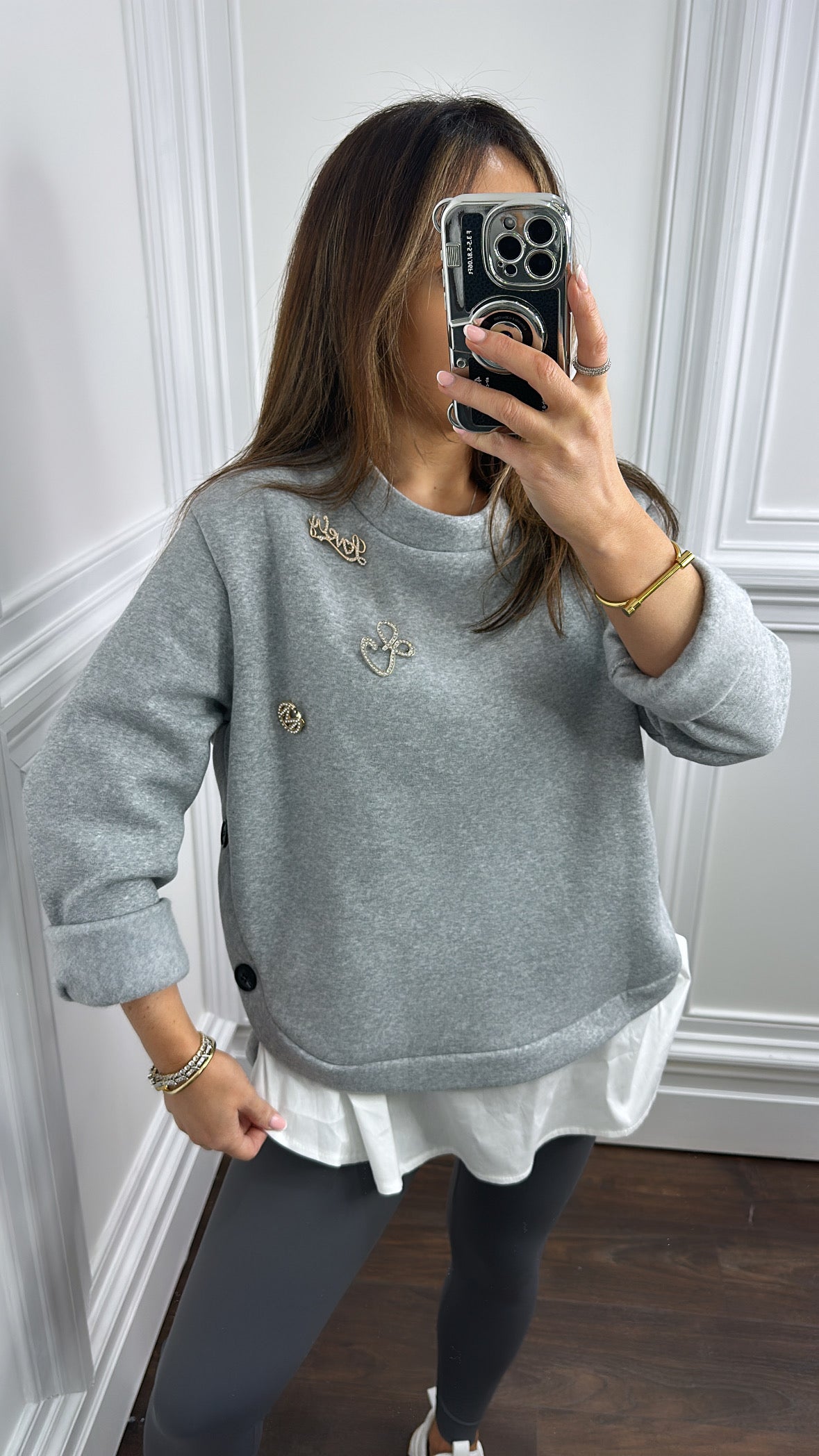 IZZY grey embellished sweatshirt