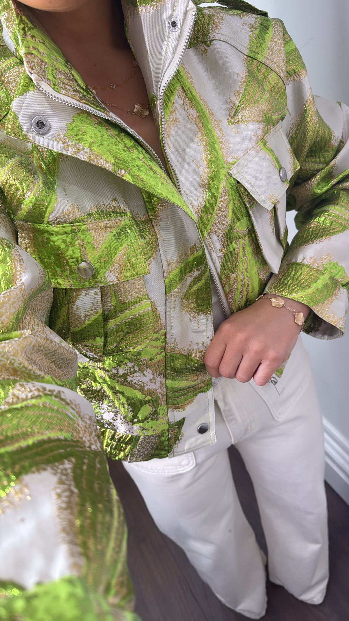 CHARLIZE lime green luxe bomber jacket