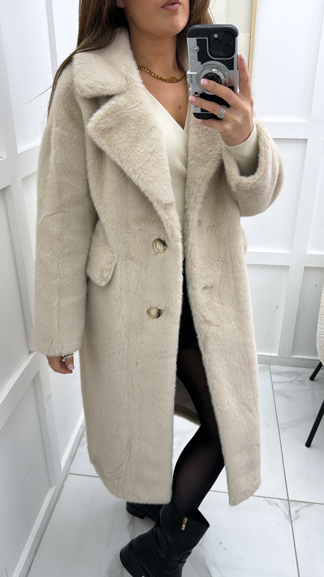 PAIGE beige super soft faux fur coat