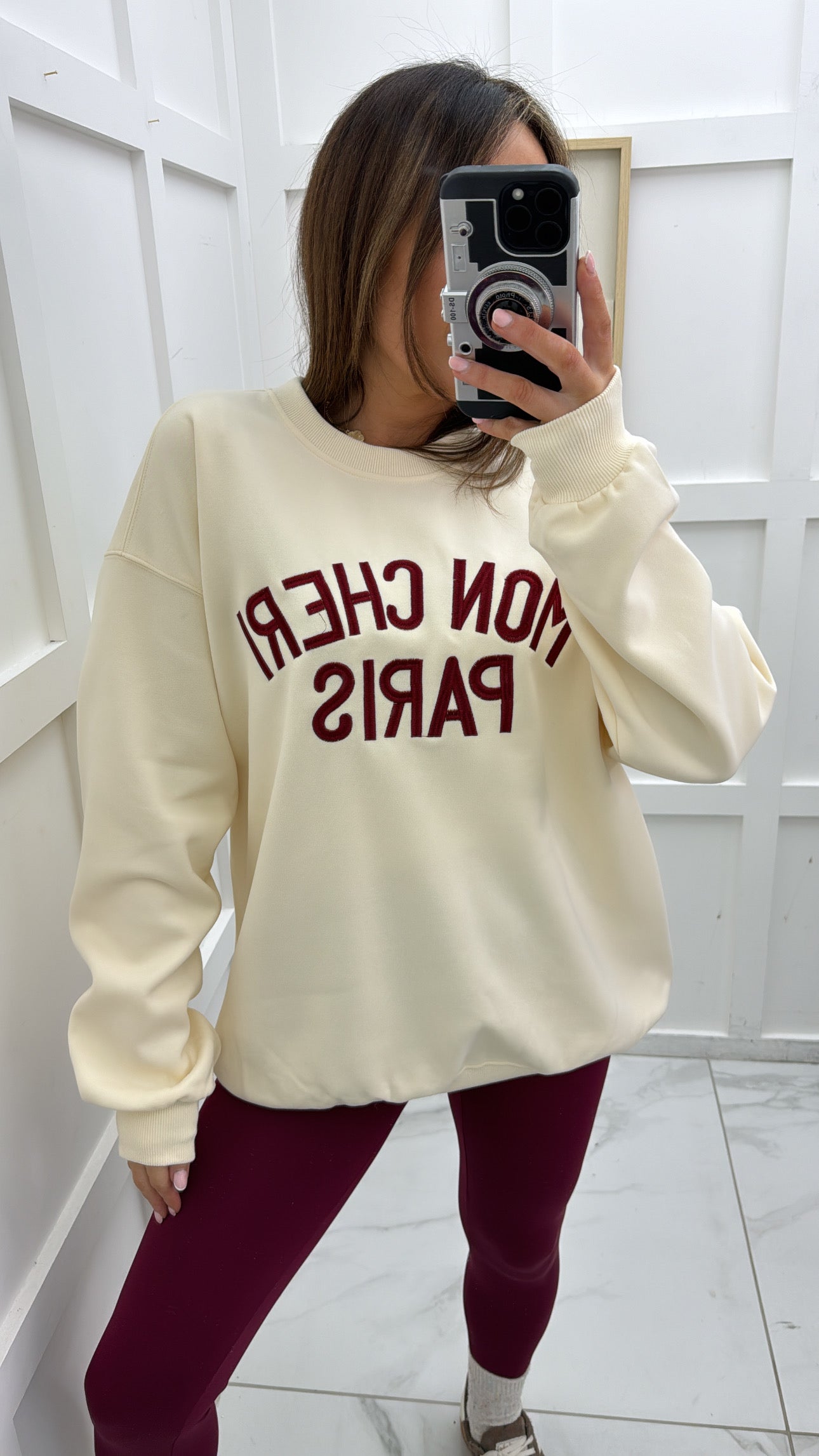 MON CHERI PARIS cream oversized sweatshirt