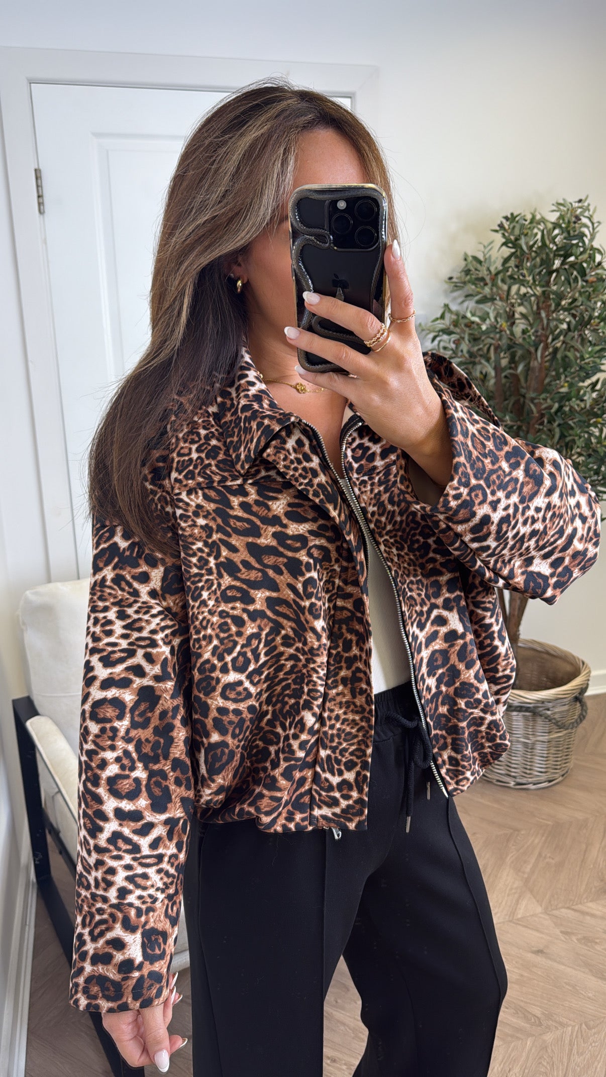 WINNIE leopard print faux suede jacket
