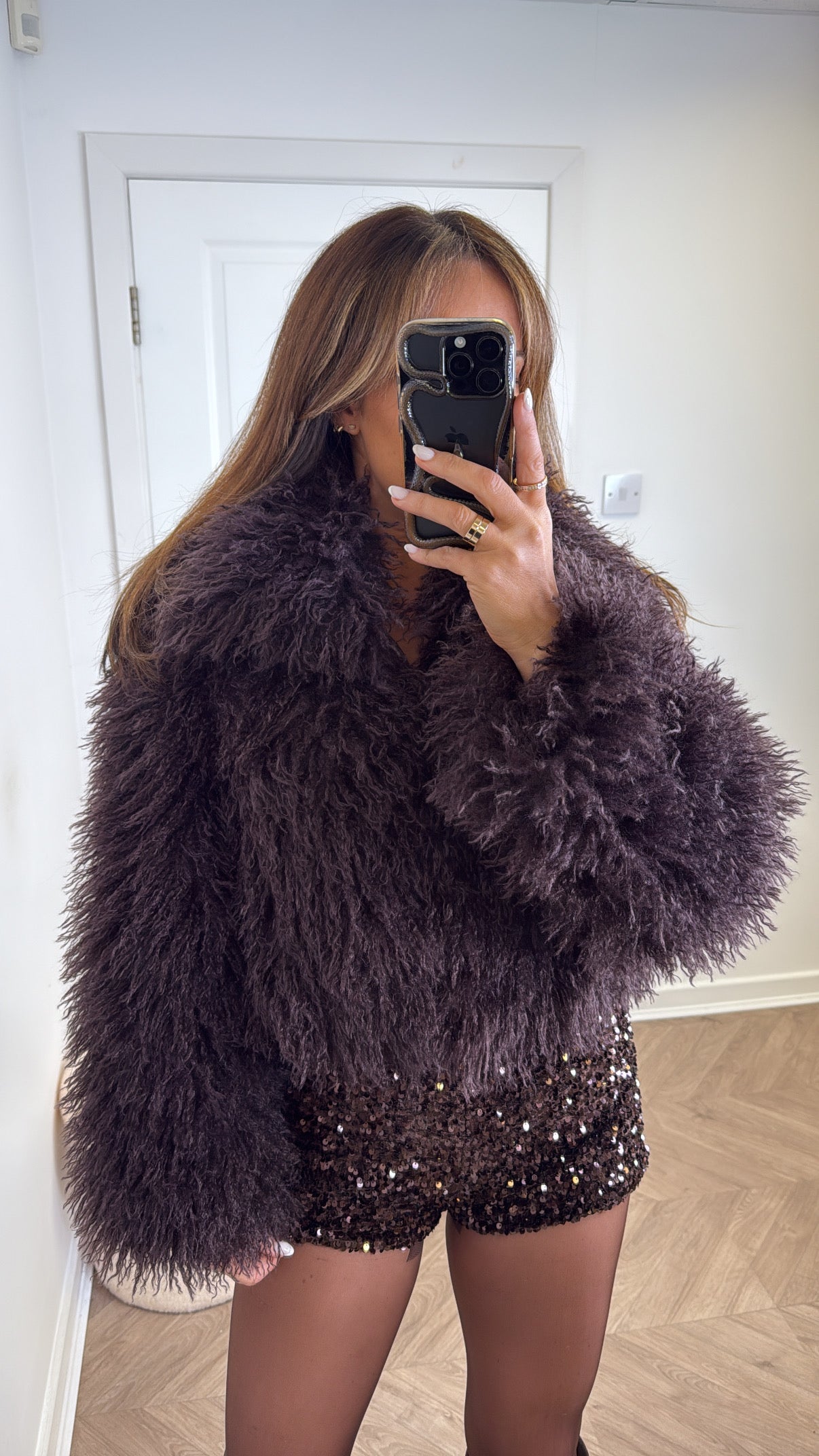 FAYE brown faux fur jacket