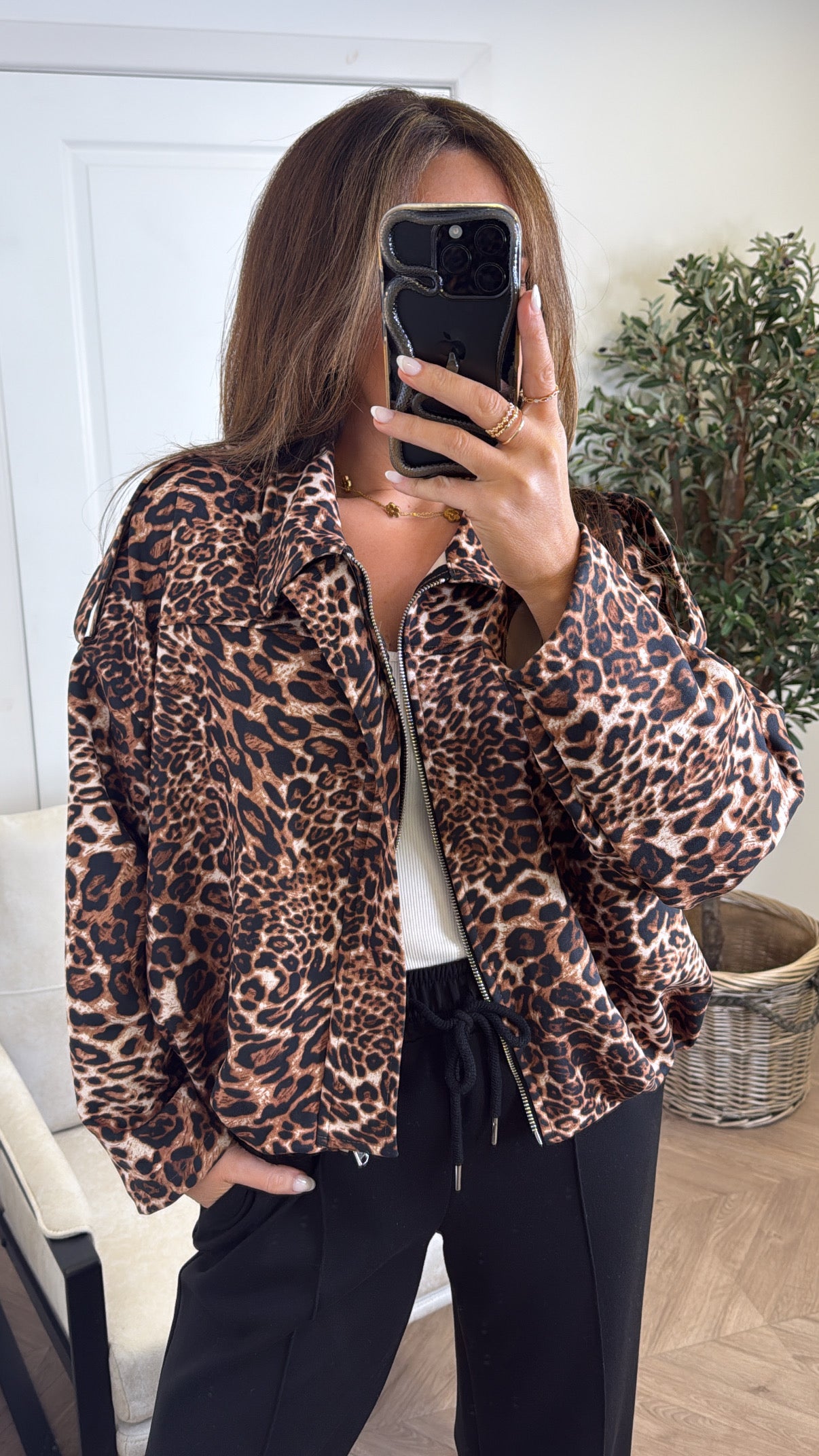 WINNIE leopard print faux suede jacket