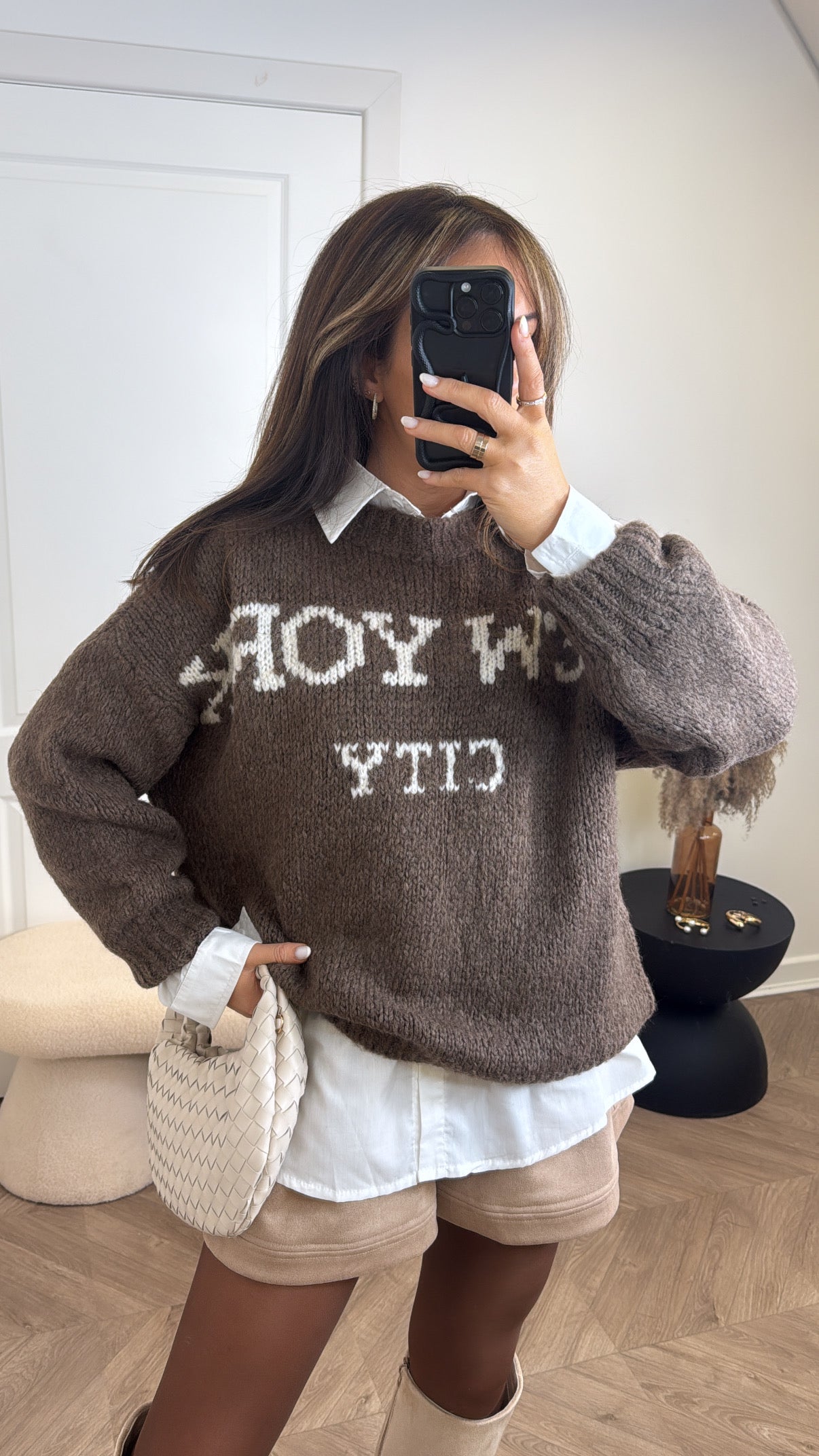 NEW YORK mocha cosy knit jumper