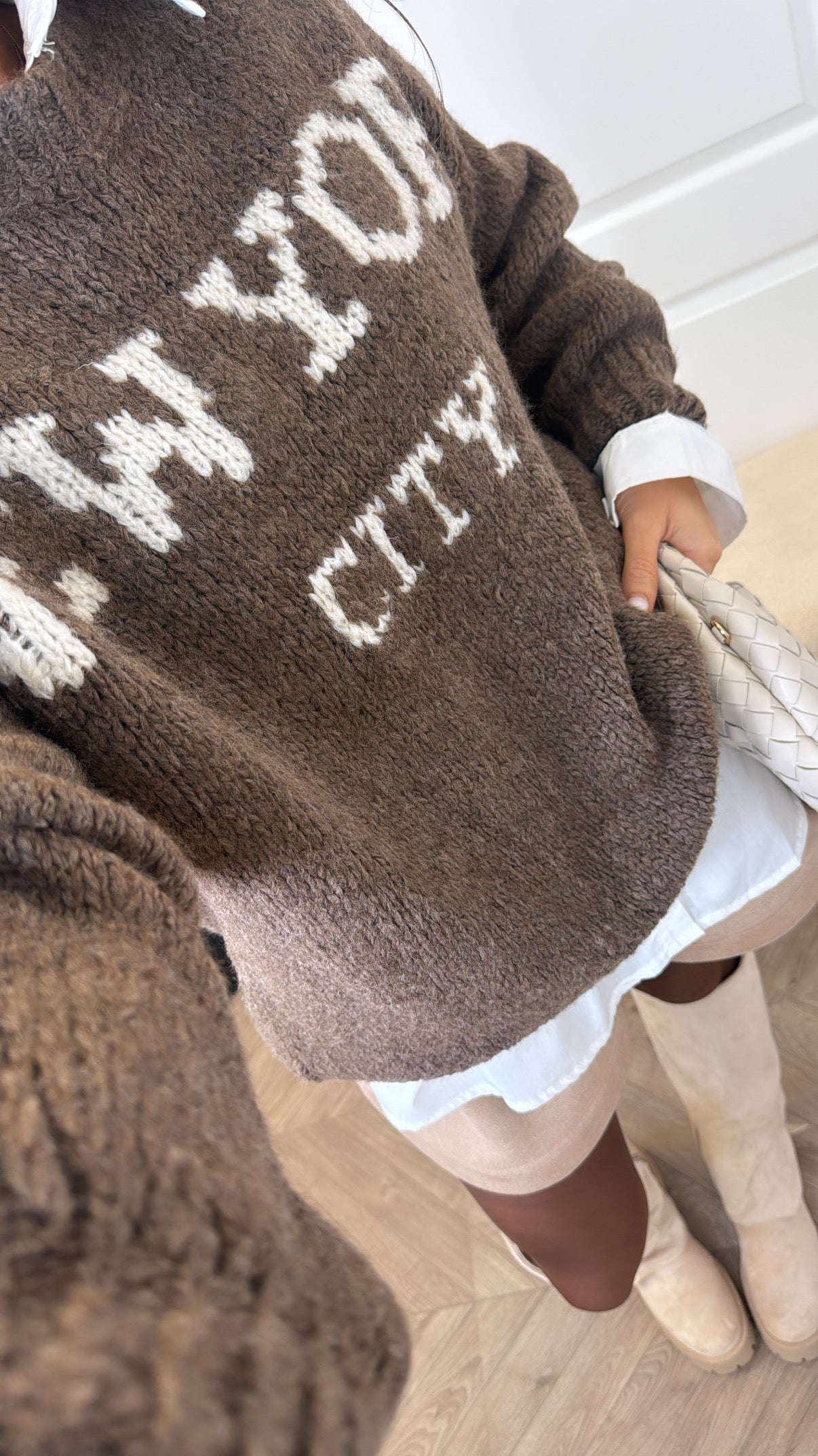 NEW YORK mocha cosy knit jumper