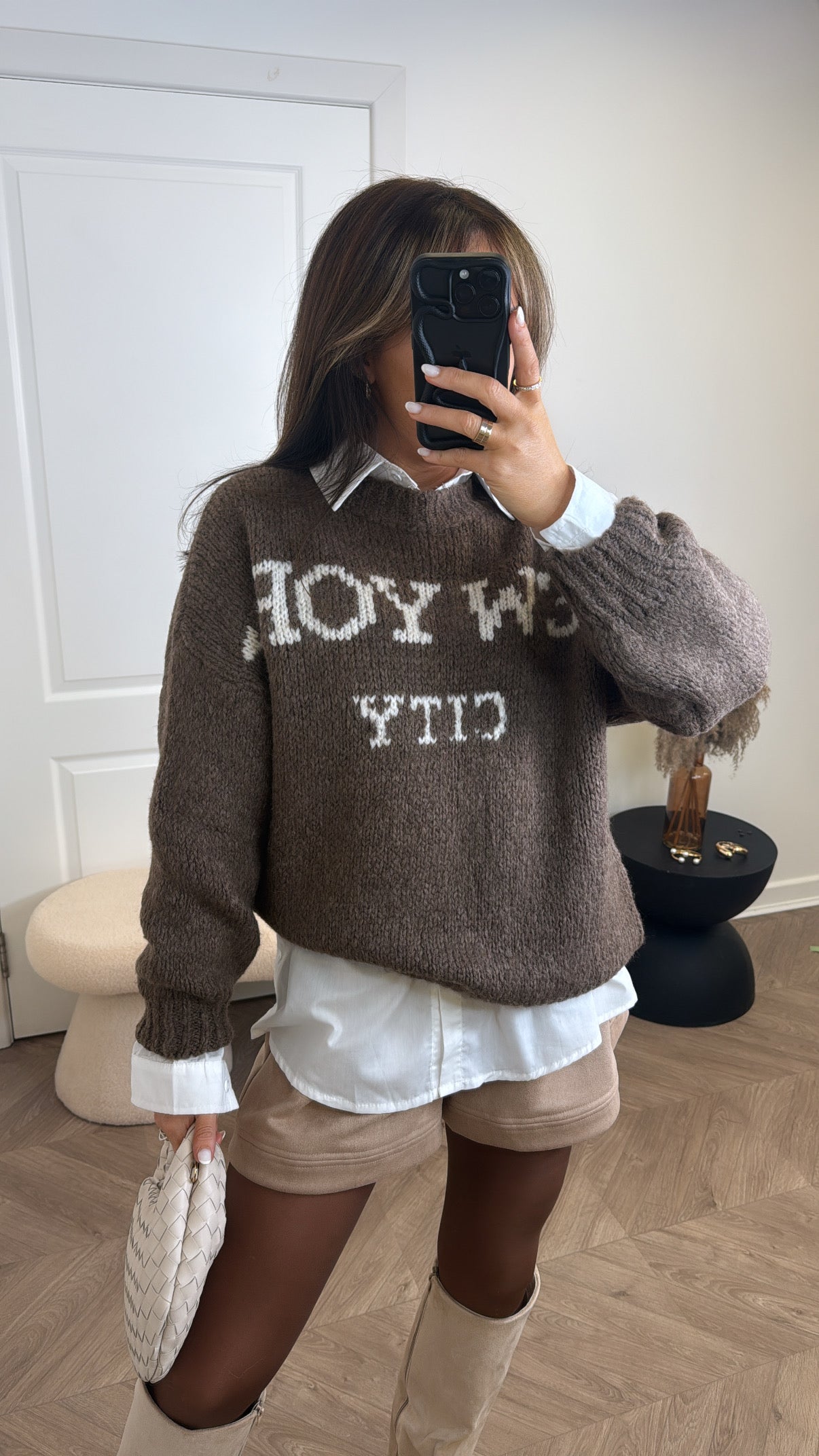 NEW YORK mocha cosy knit jumper