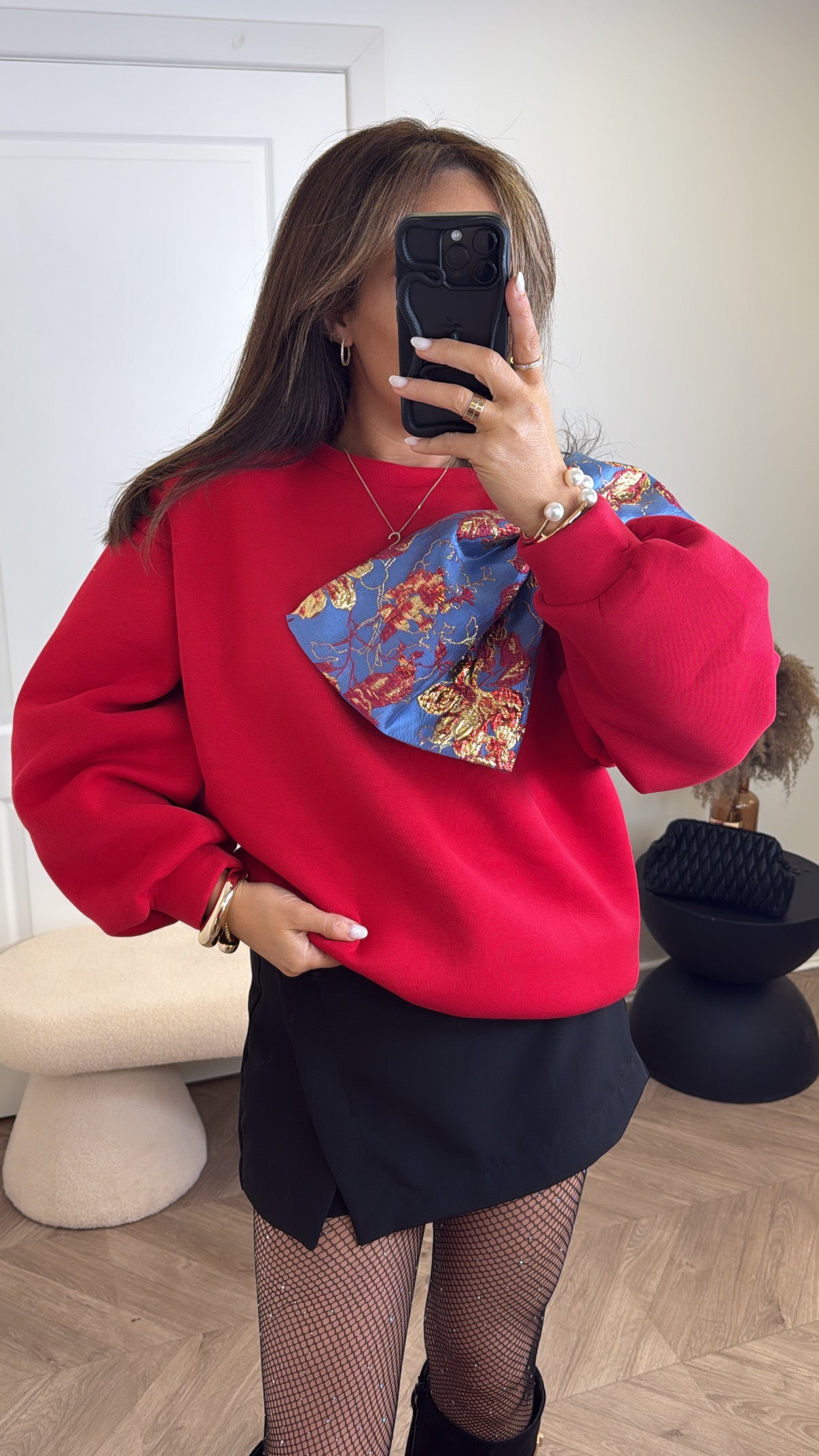 WYNTER red bow detail sweatshirt